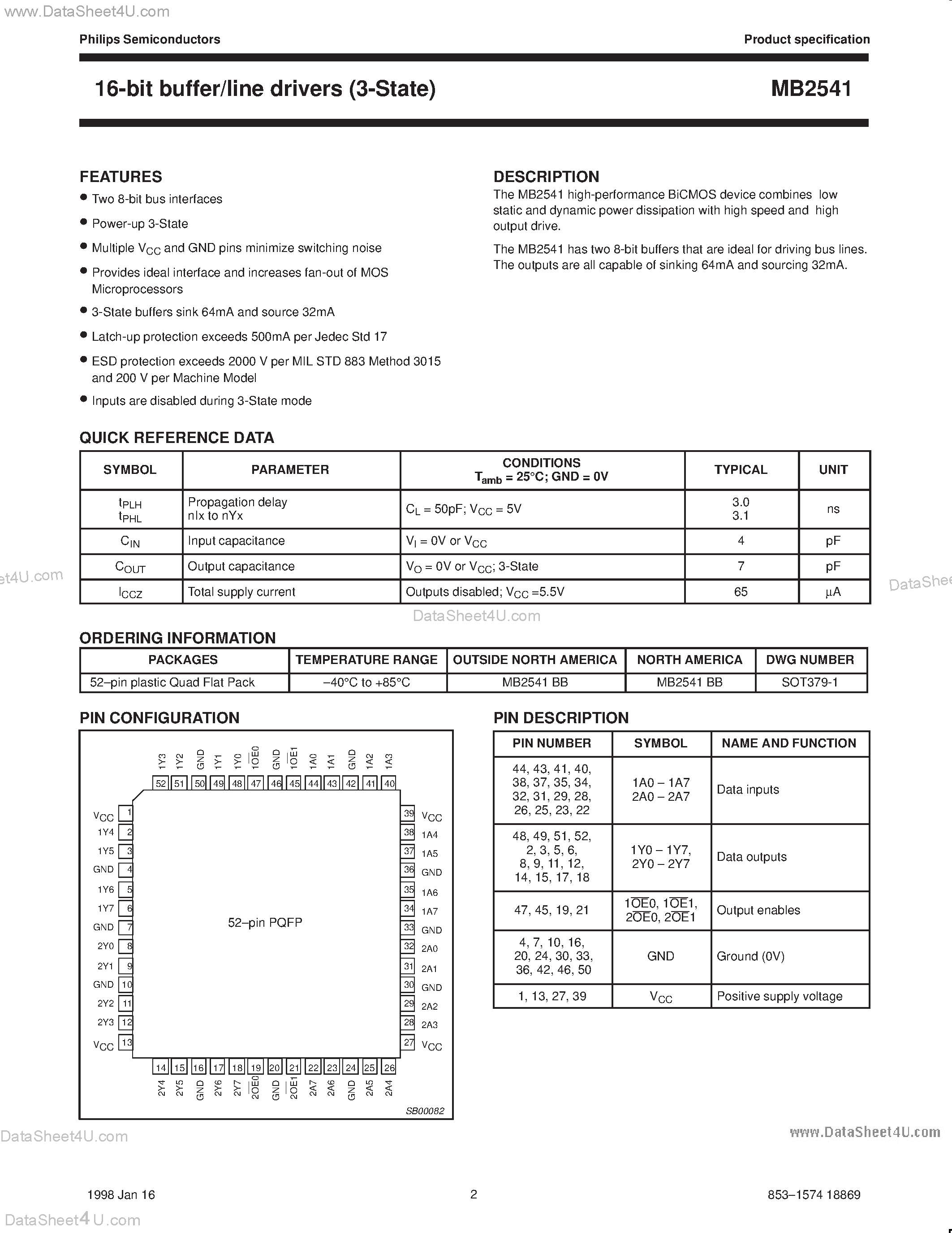 Datasheet MB2541 - Dual octal buffer line driver 3-State page 2