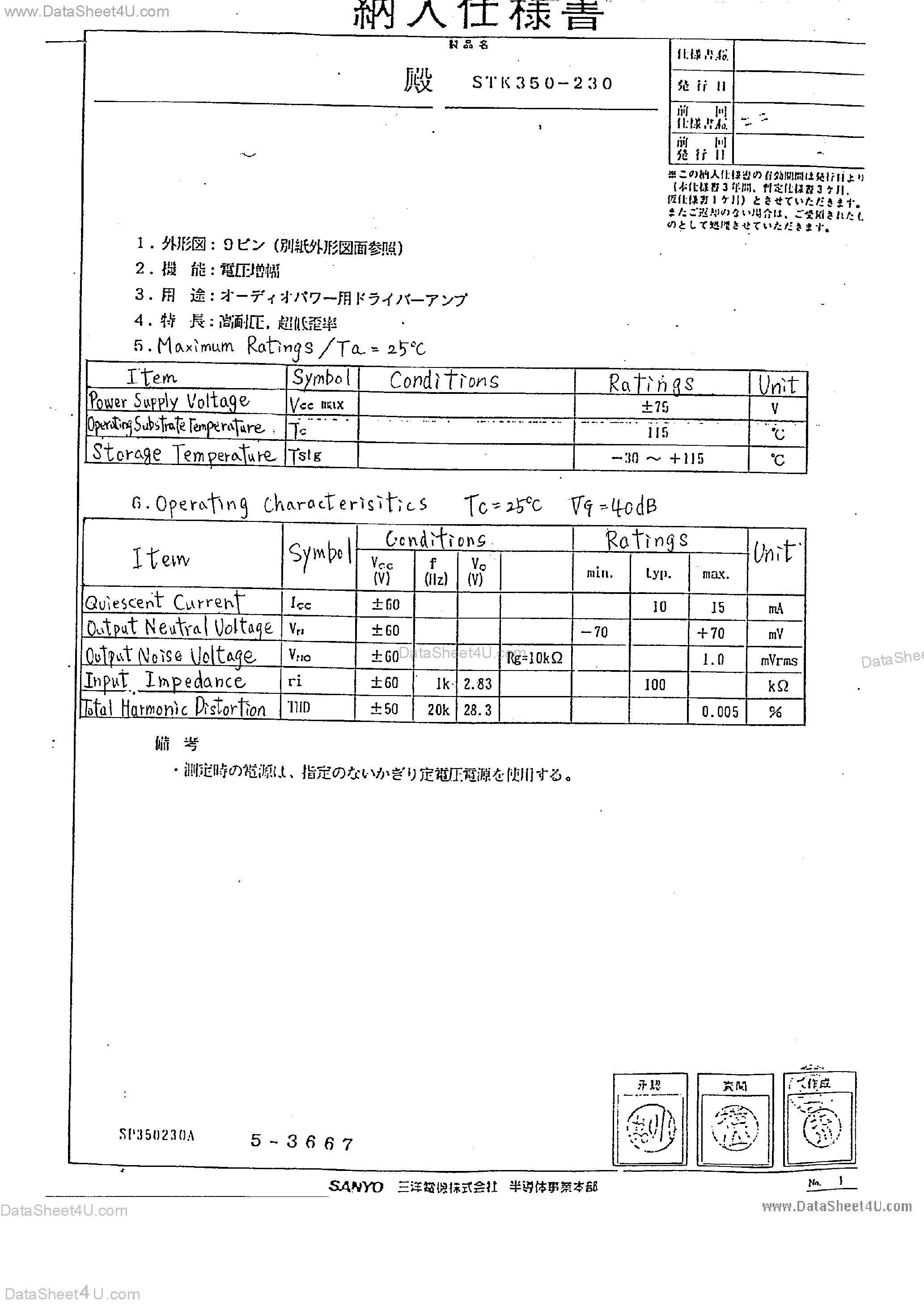 Datasheet STK350-230 - STK350-230 page 1