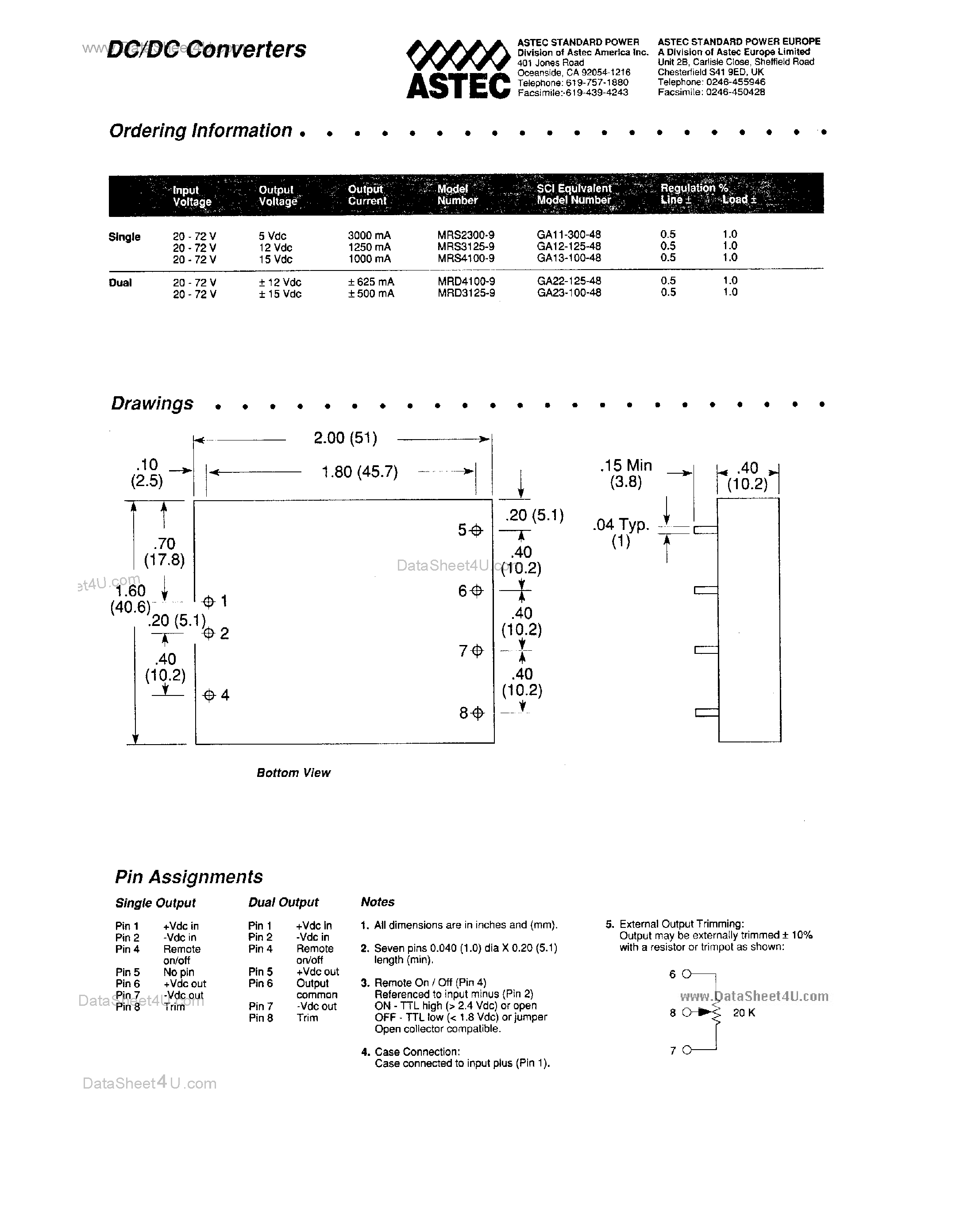 Даташит на микросхему MRS2300-9 страница 2 Даташит MRS2300-9 - DC/DC Converters страница 2
