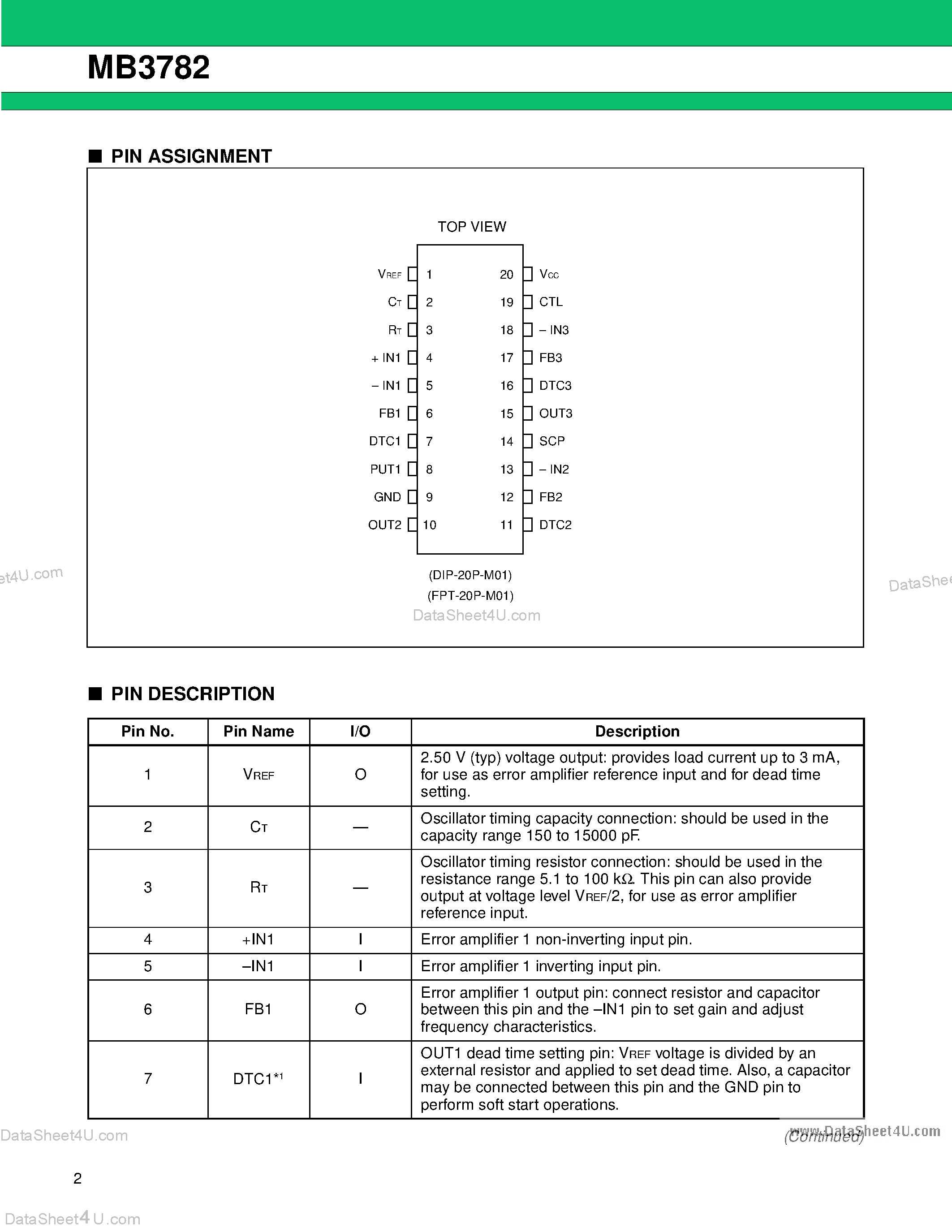 Datasheet MB3782 page 2 Datasheet MB3782 - Switching Regulator Controller page 2