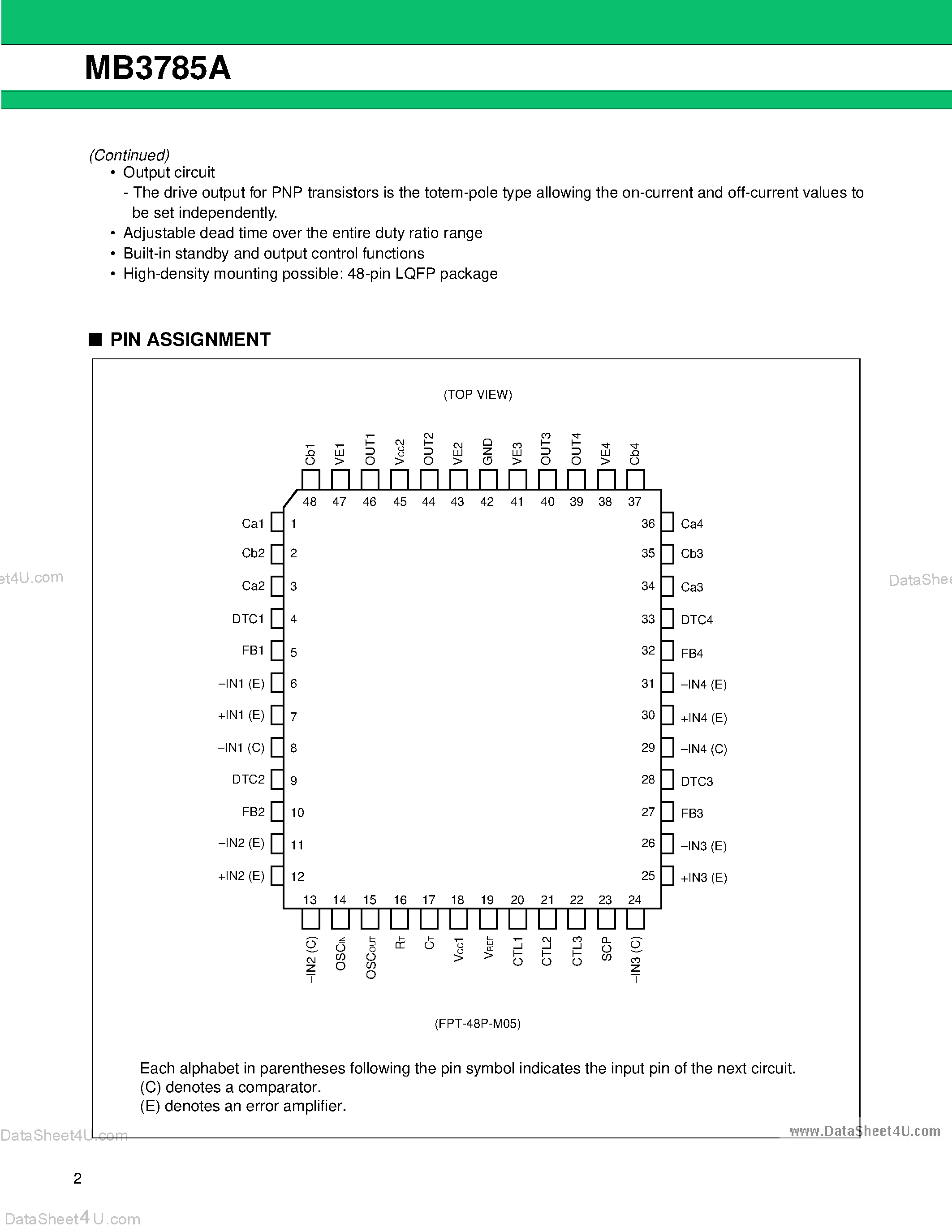 Datasheet MB3785A page 2 Datasheet MB3785A - Switching Regulator Controller page 2