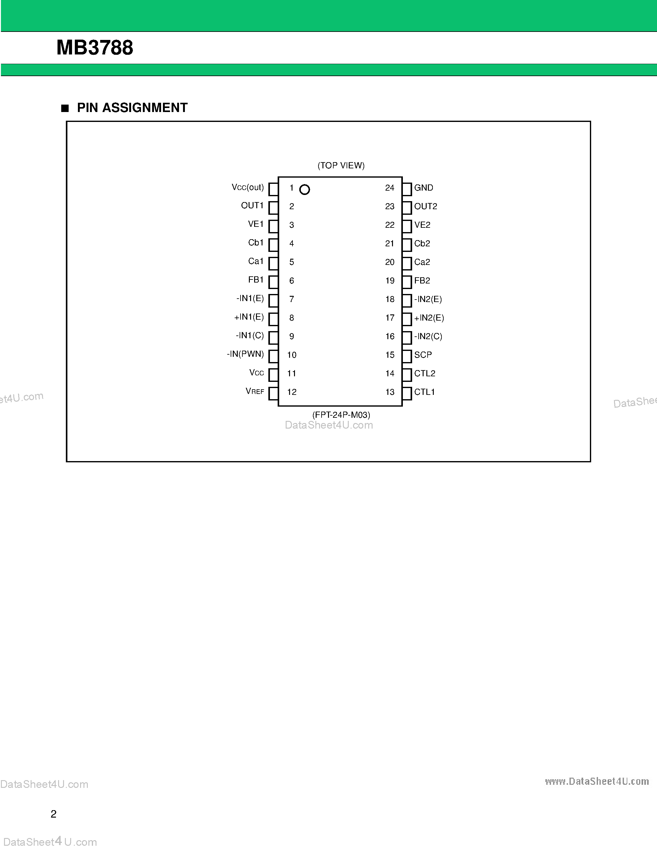 Datasheet MB3788 page 2 Datasheet MB3788 - SWITCHING REGULATOR CONTROLLER page 2
