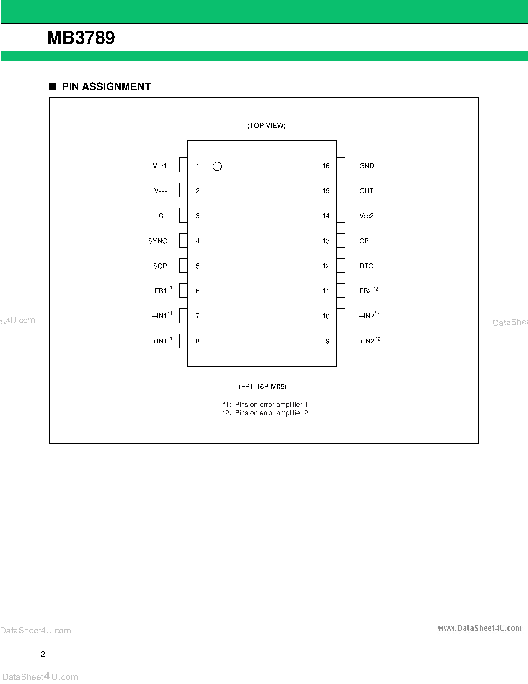 Datasheet MB3789 page 2 Datasheet MB3789 - Switching Regulator Controller page 2