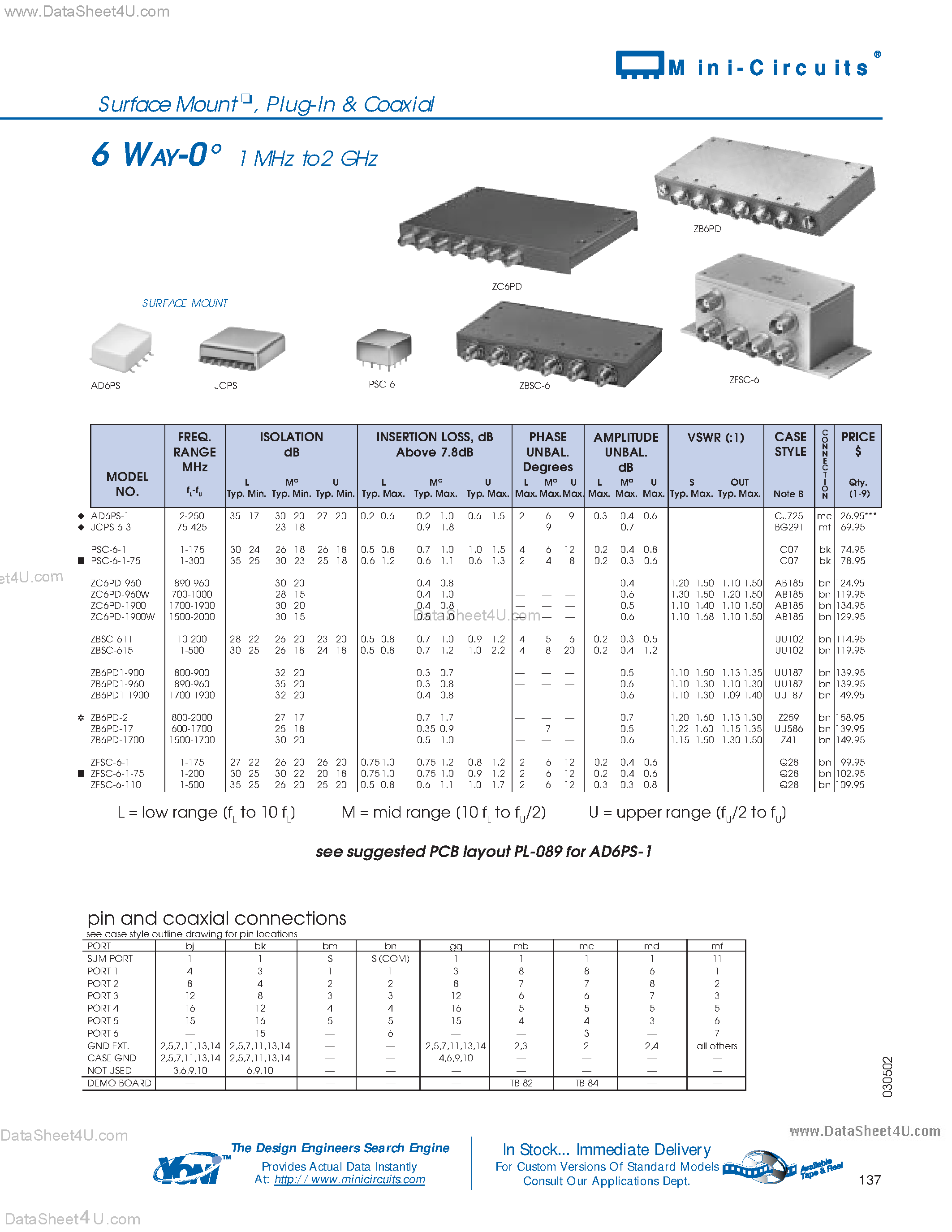 Даташит на микросхему JCPS-6-3 страница 2 Даташит JCPS-6-3 - Power Splitter страница 2