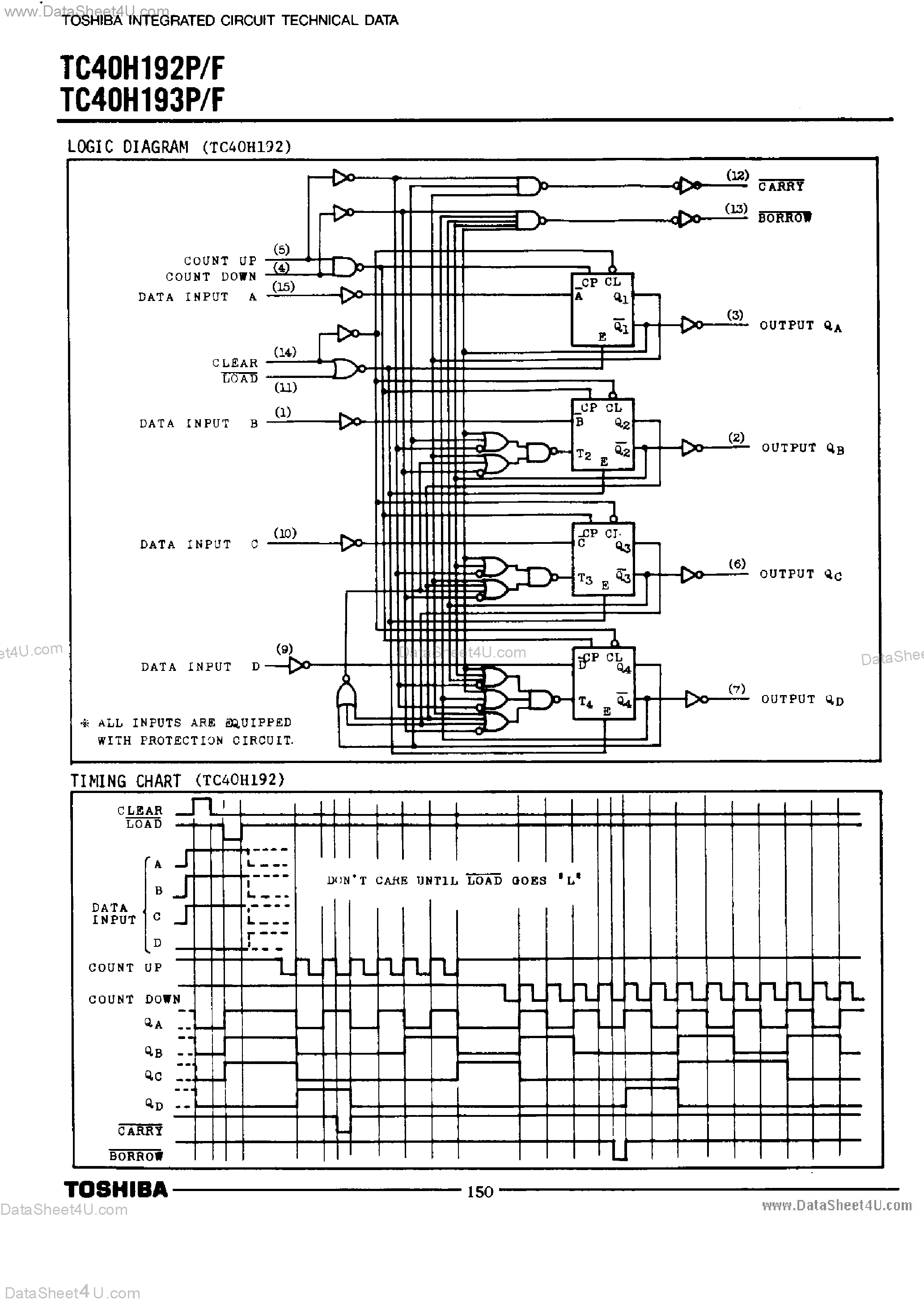 Даташит TC40H192 - (TC40H192 / TC40H193) CMOS Digital Integrated Circuit страница 2