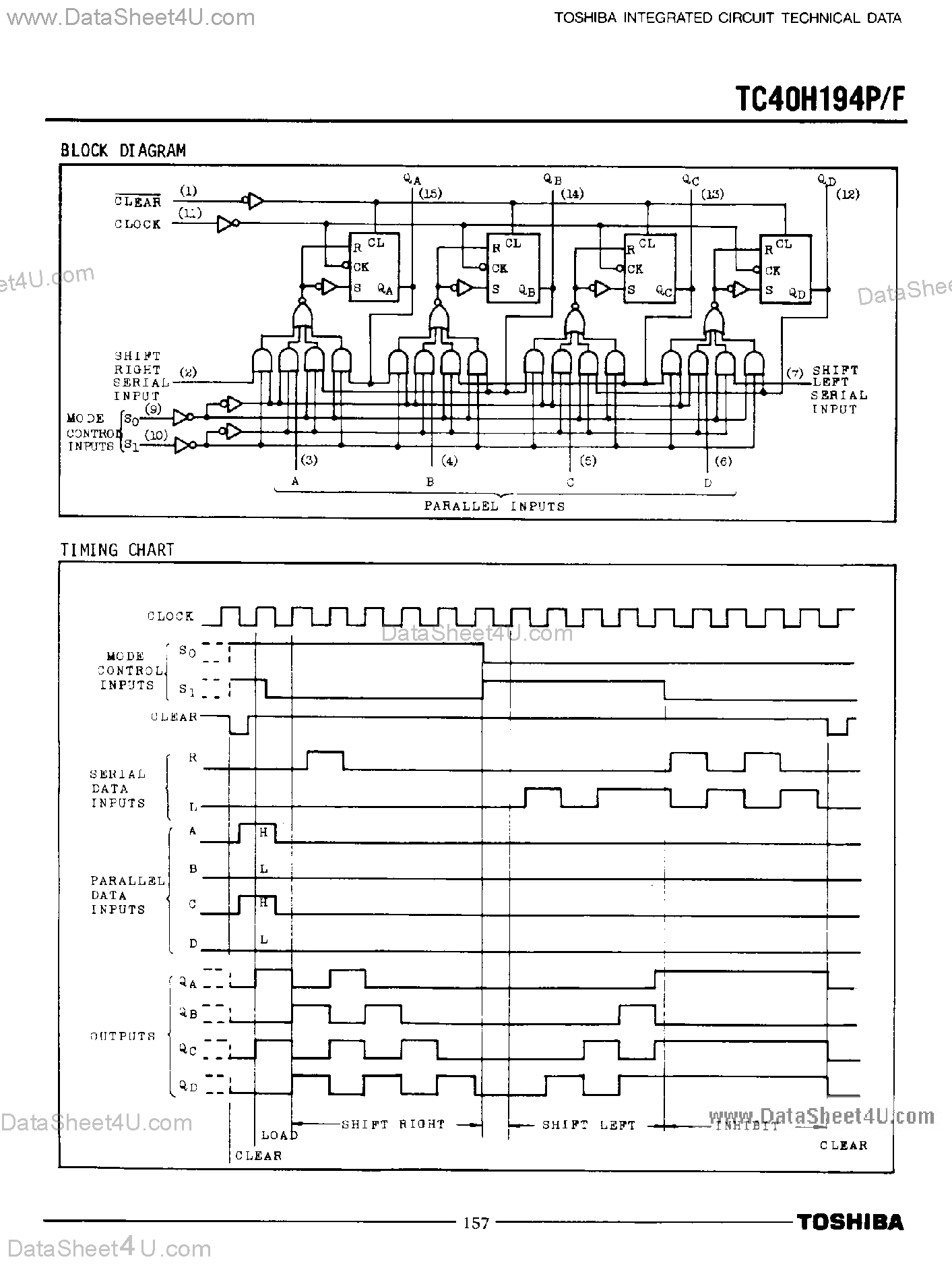 Datasheet TC40H194 page 2 Datasheet TC40H194 - CMOS Digital Integrated Circuit Silicon Monolithic page 2