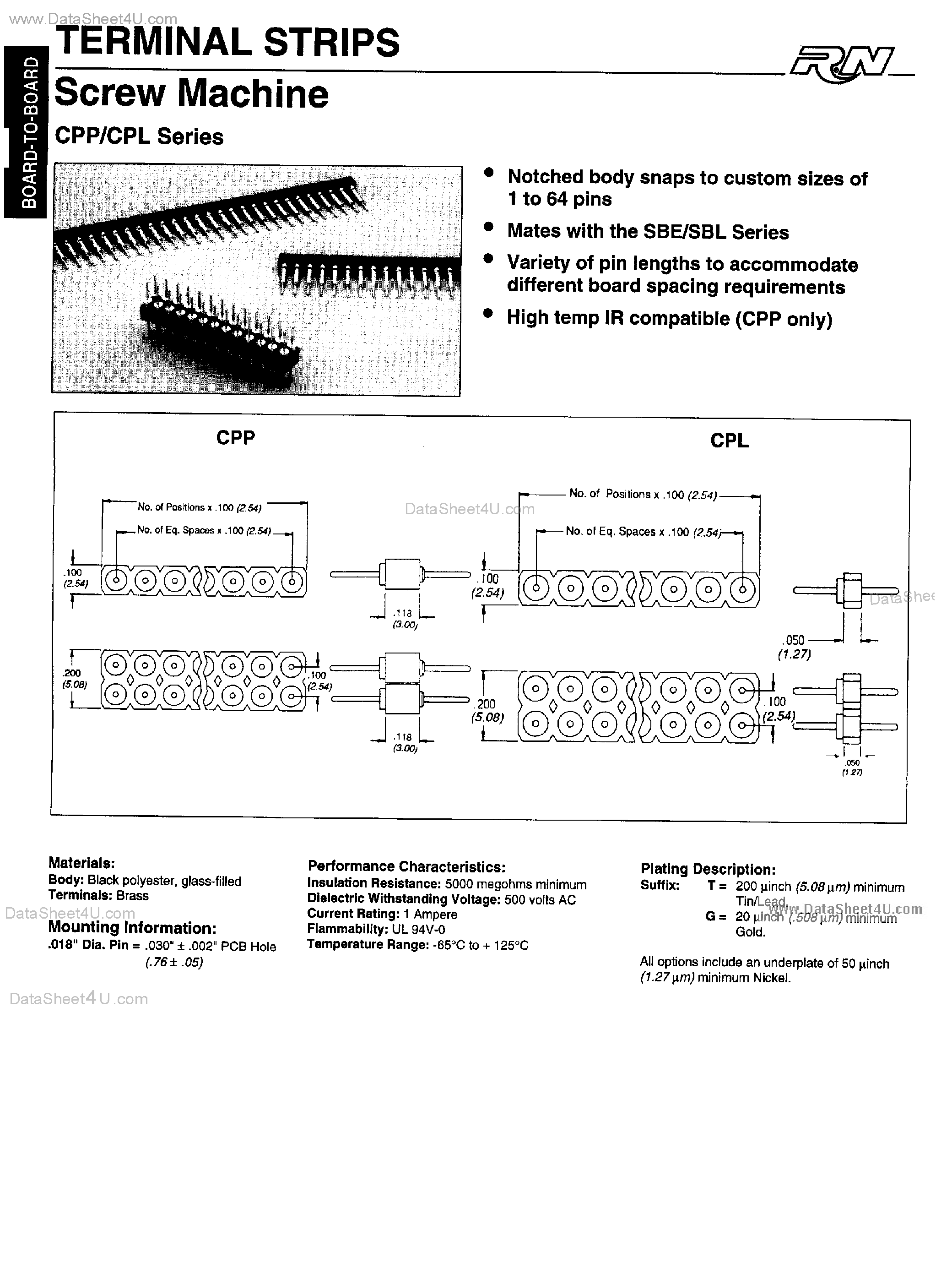 Datasheet CPL-3xx-x-x page 1 Datasheet CPL-3xx-x-x - HEADER CONNECTOR page 1