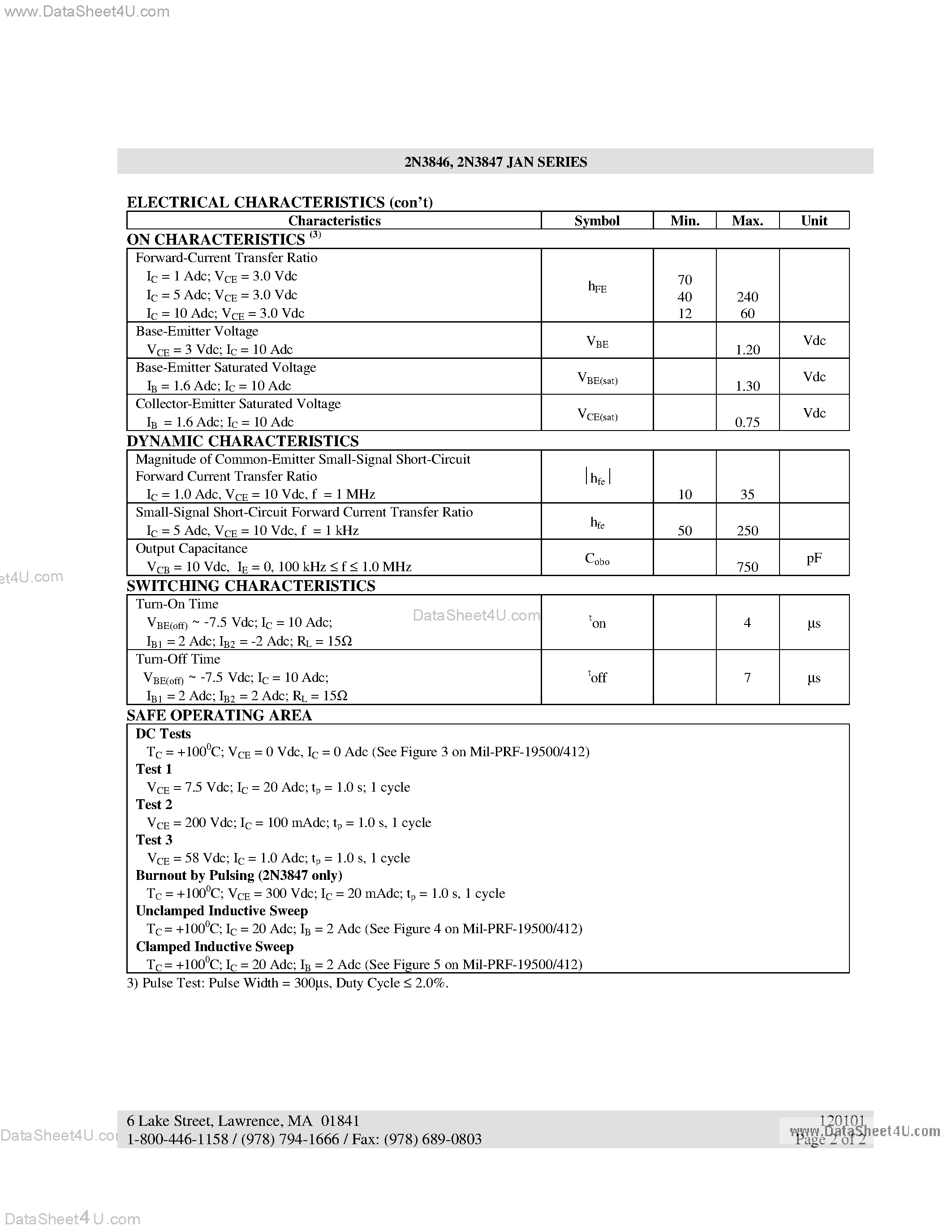 Datasheet 2N3846 - (2N3846 / 2N3847) NPN POWER SILICON TRANSISTOR page 2