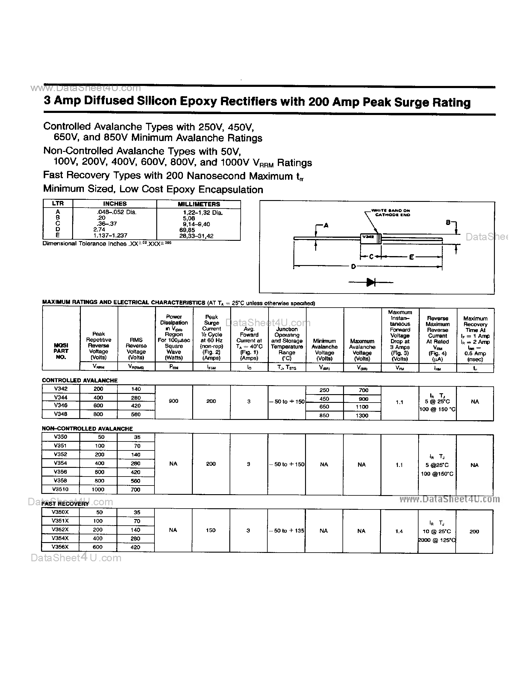 Datasheet V350 - (V35x) RECTIFIER DIODE page 1