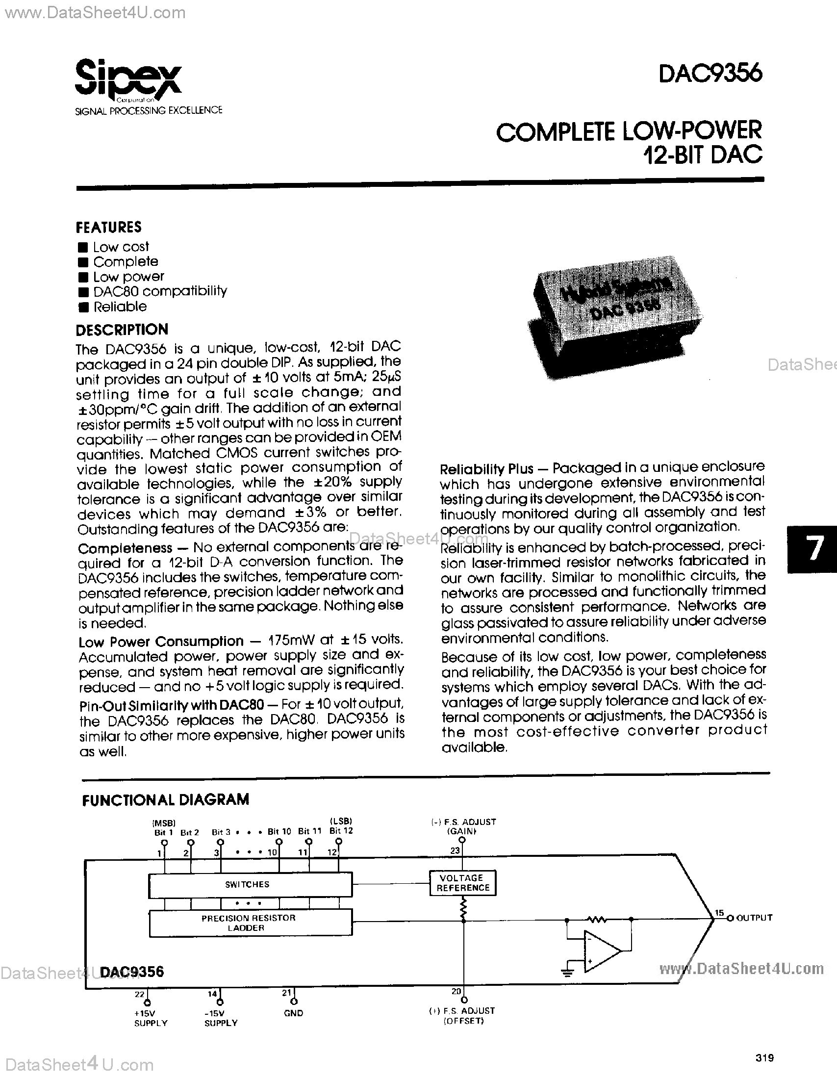 Datasheet DAC9356 page 1 Datasheet DAC9356 - Complete Low Power 12-Bit DAC page 1