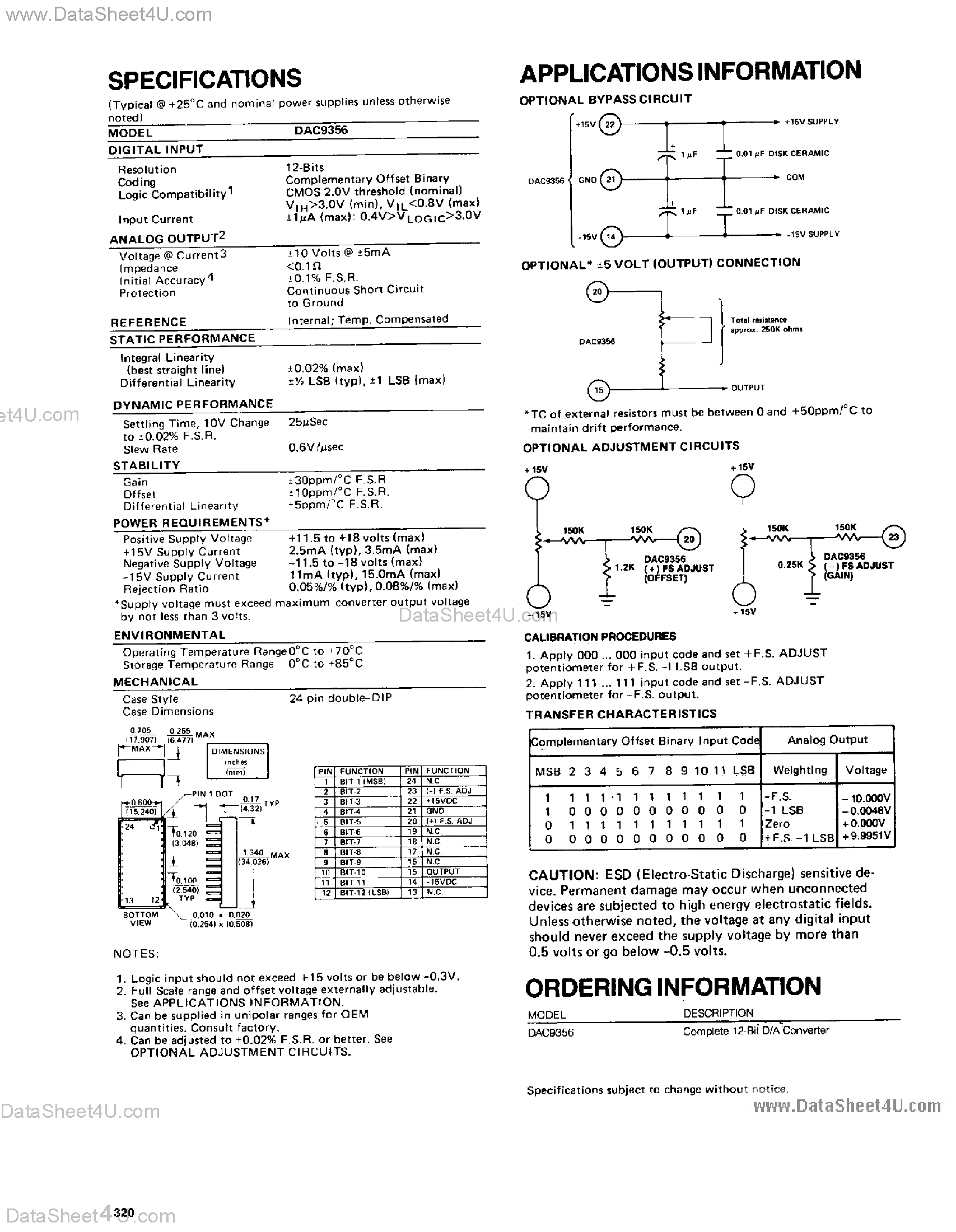 Datasheet DAC9356 page 2 Datasheet DAC9356 - Complete Low Power 12-Bit DAC page 2