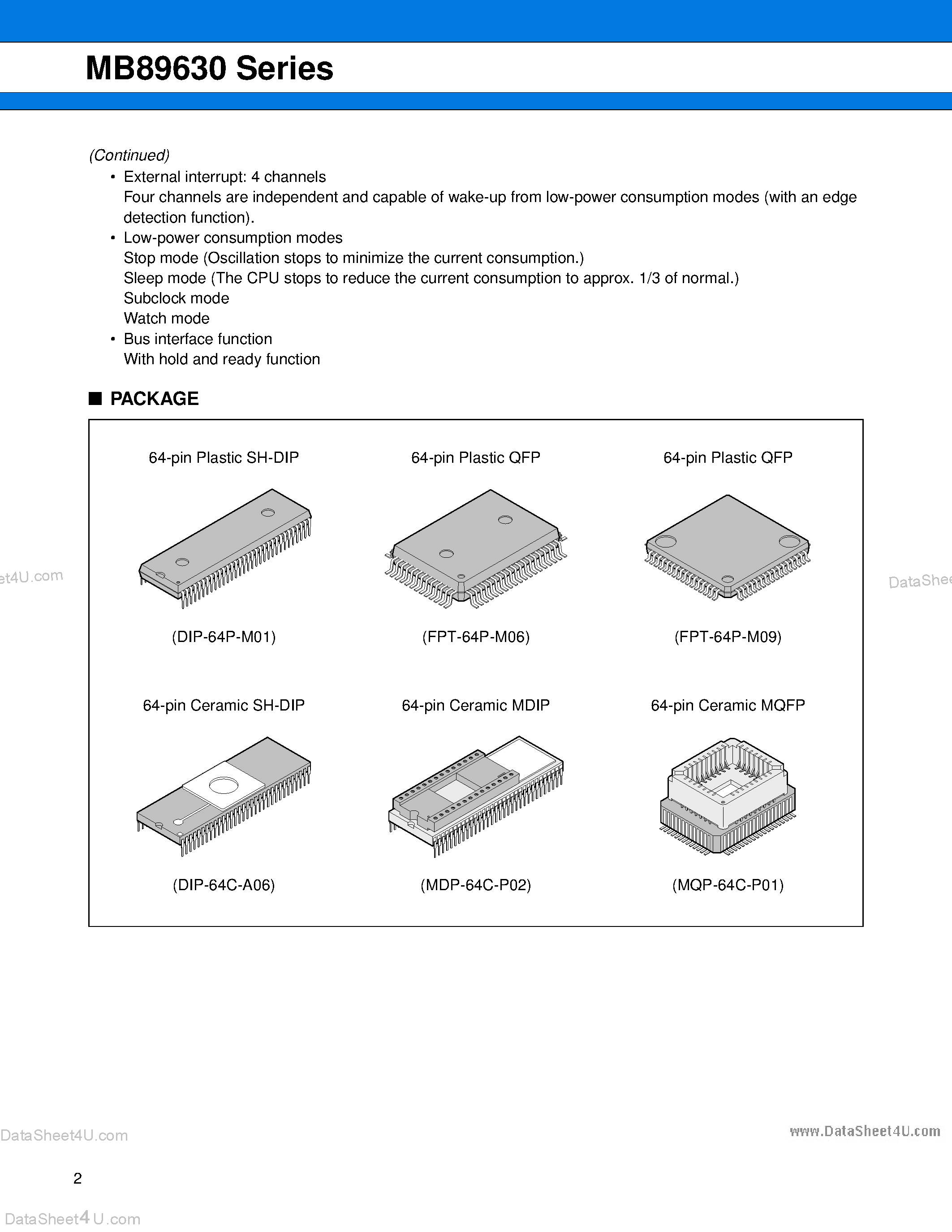 Datasheet MB89635 - (MB89630 Series) 8-bit Proprietary Microcontroller page 2