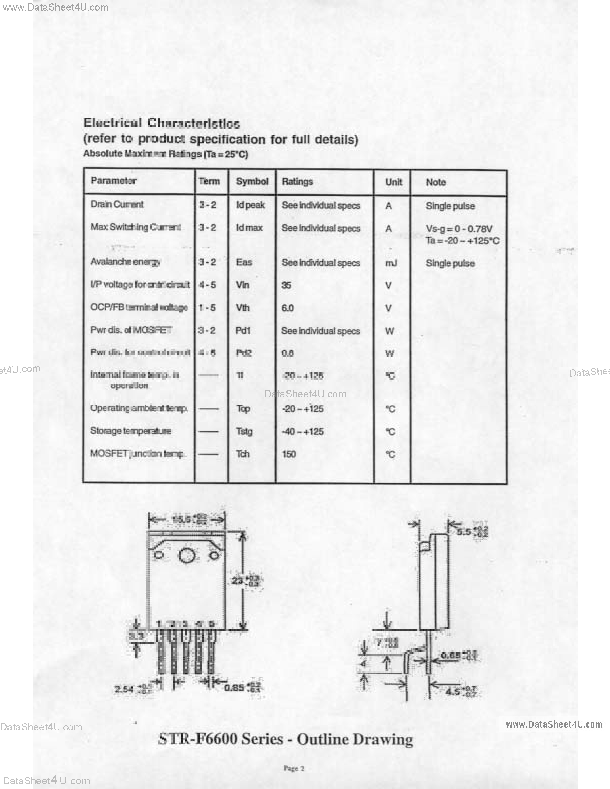 Даташит STR-F65xx - SMPS PRIMARY IC страница 2