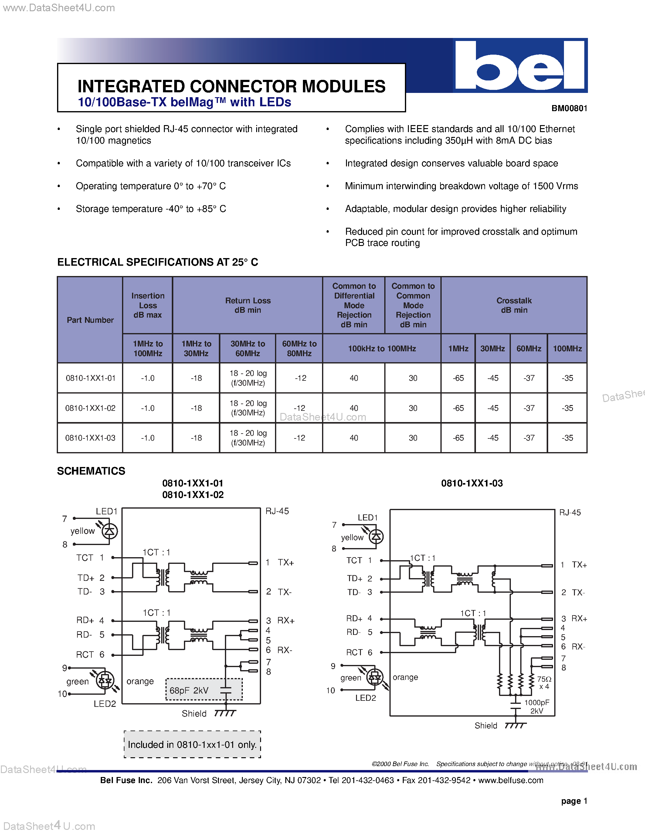 Datasheet BM00801 - INTEGRATED CONNECTOR MODULES page 1