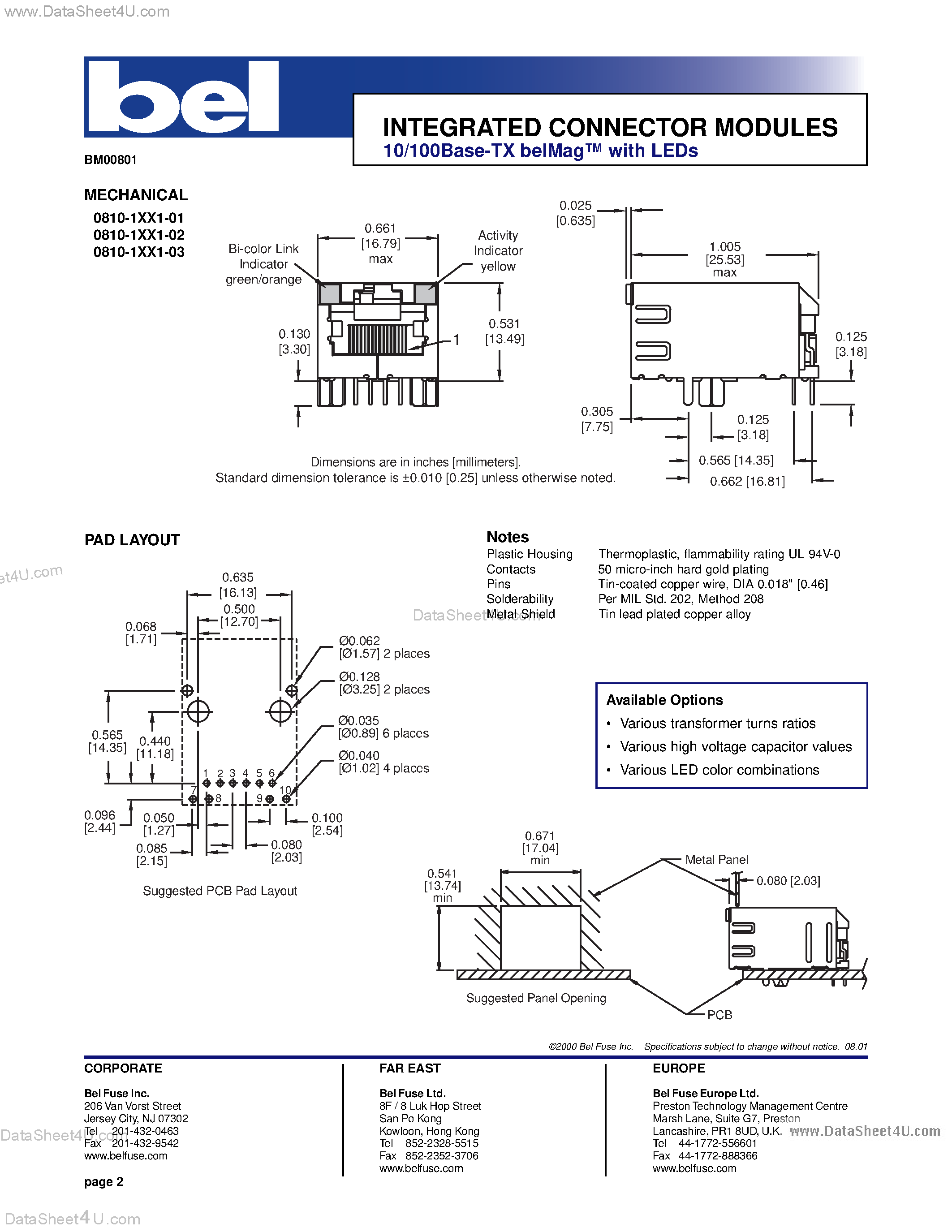 Datasheet BM00801 - INTEGRATED CONNECTOR MODULES page 2
