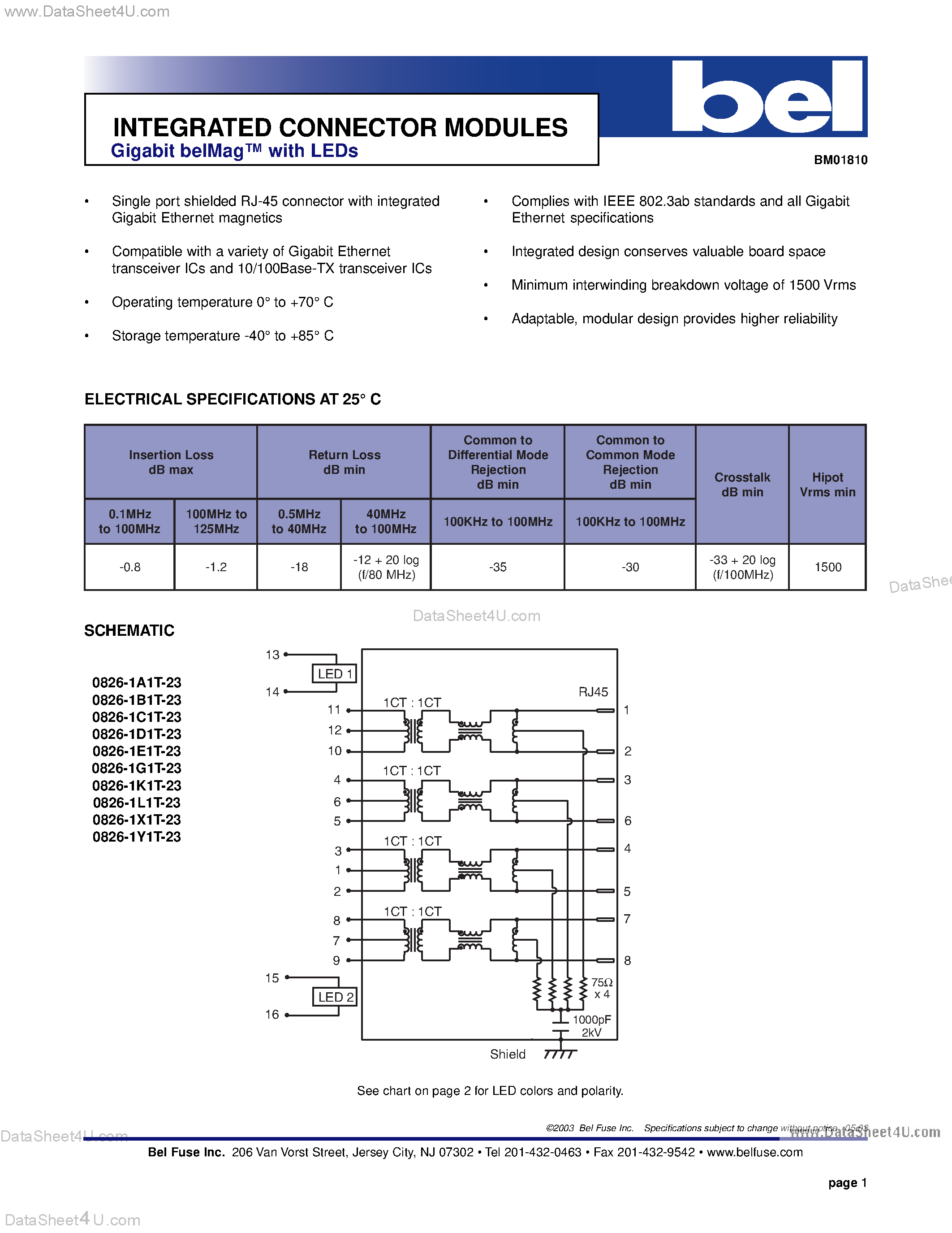 Datasheet BM01810 - INTEGRATED CONNECTOR MODULES page 1