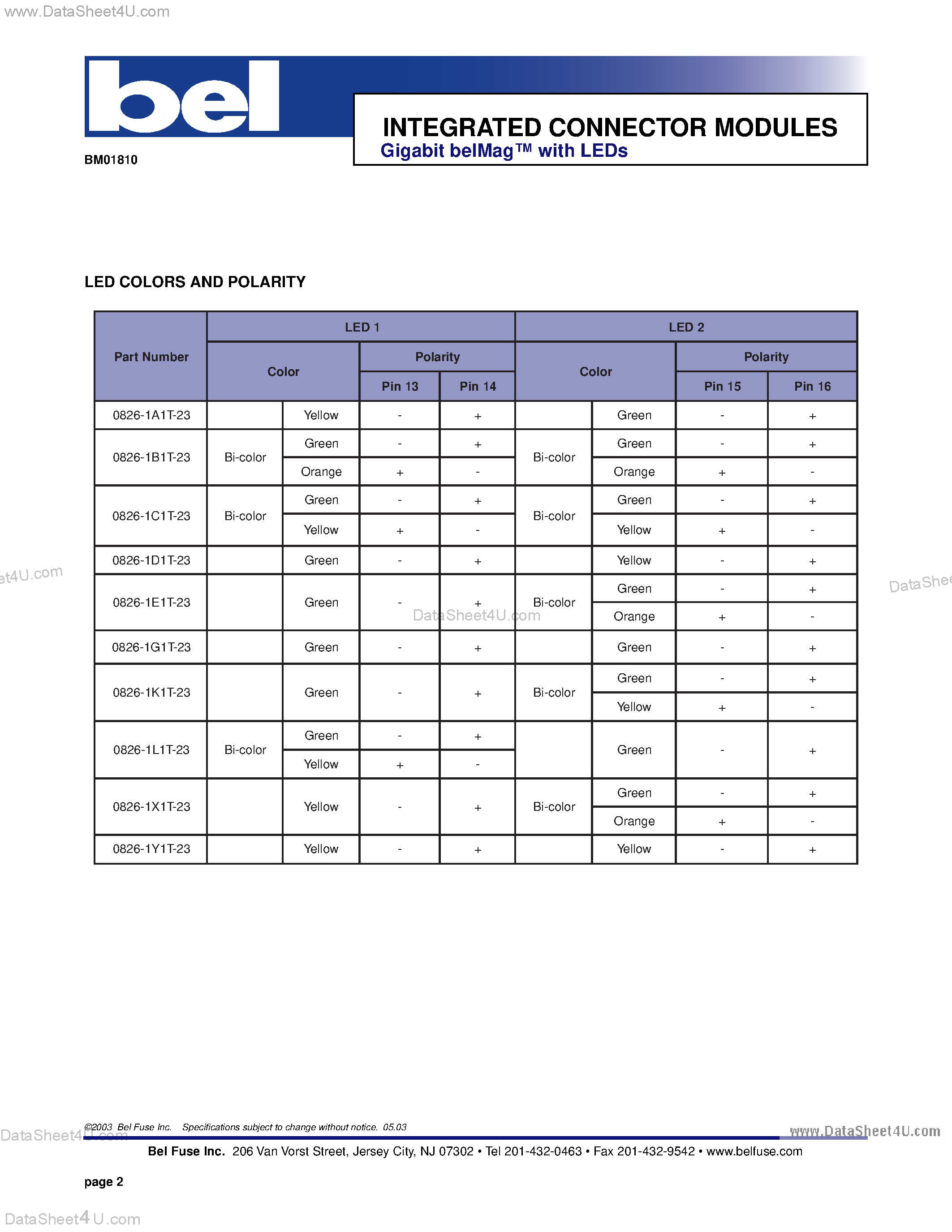 Datasheet BM01810 - INTEGRATED CONNECTOR MODULES page 2