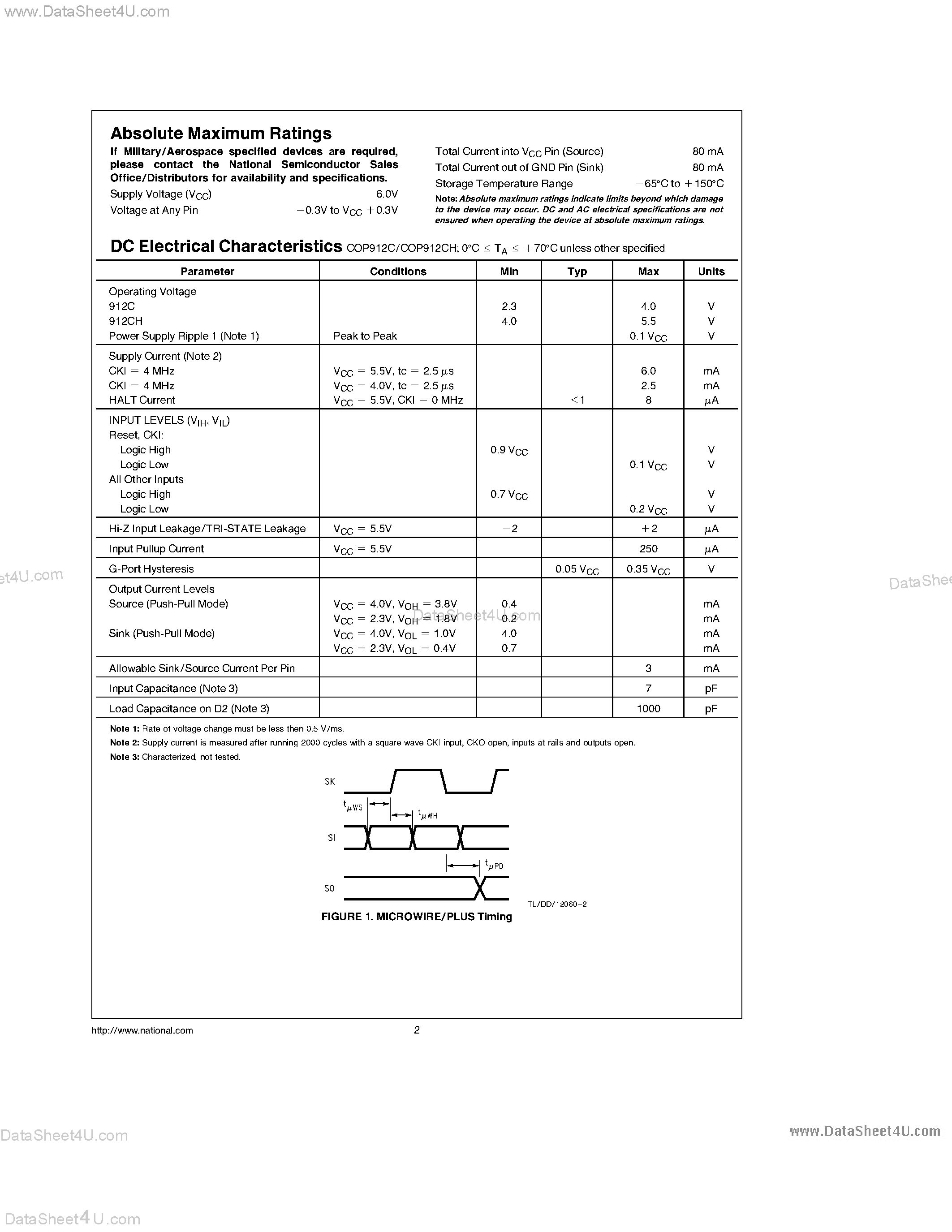 Даташит на микросхему COPC912C страница 2 Даташит COPC912C - 8-Bit Microcontroller страница 2