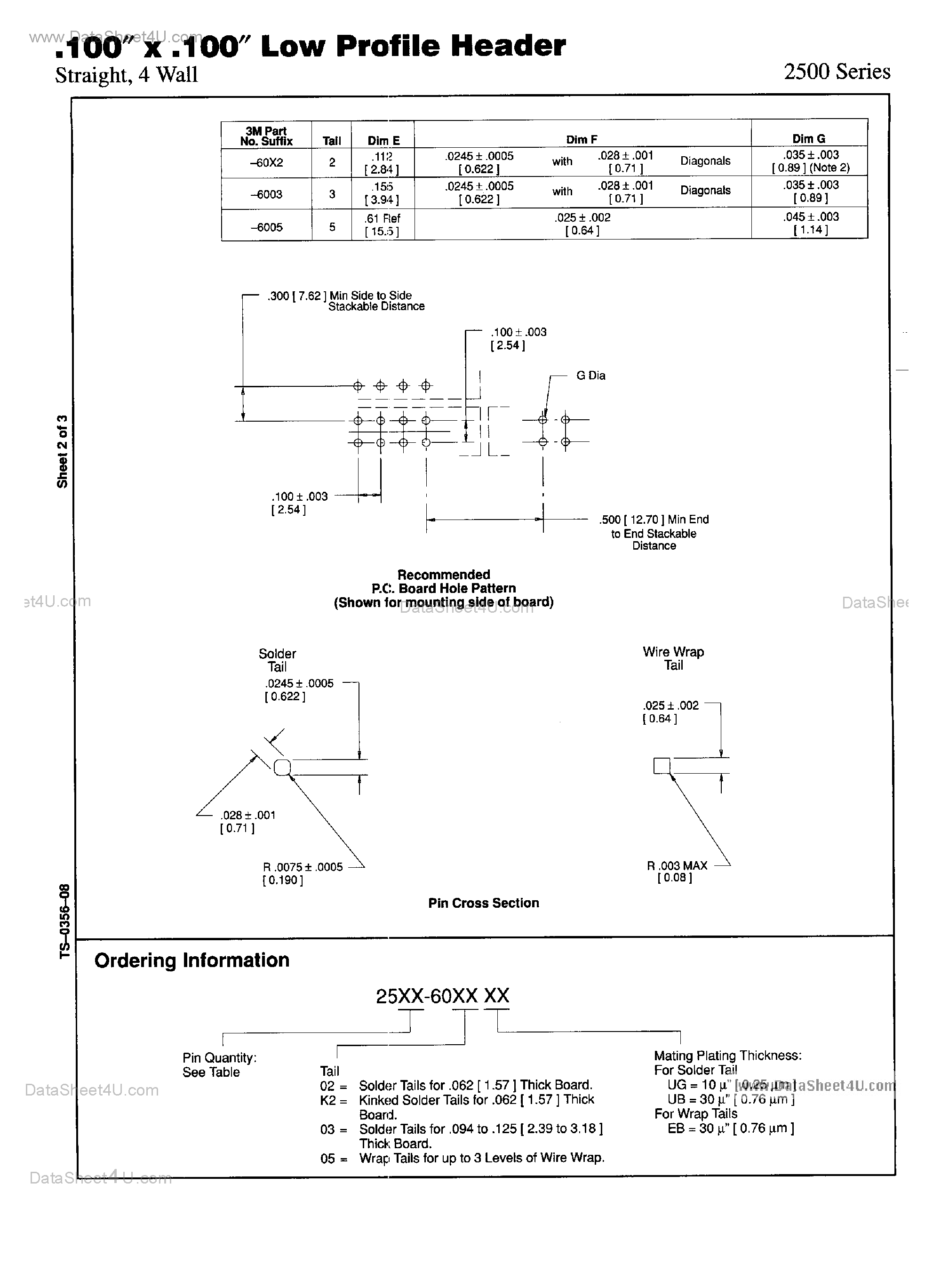 Даташит 2520-6002UB - (2500 Series) HEADER CONNECTOR страница 2