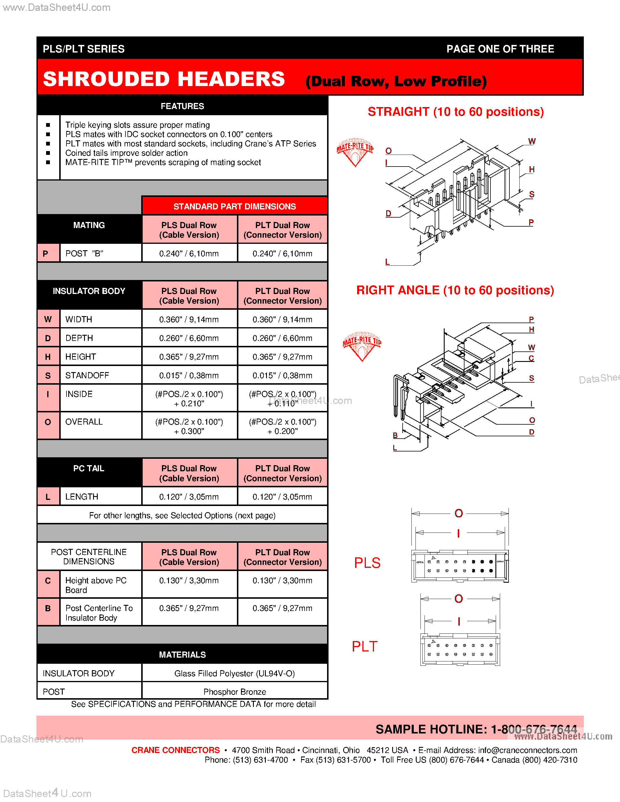 Datasheet PLS4xDx-xxx - HEADER CONNECTOR page 1