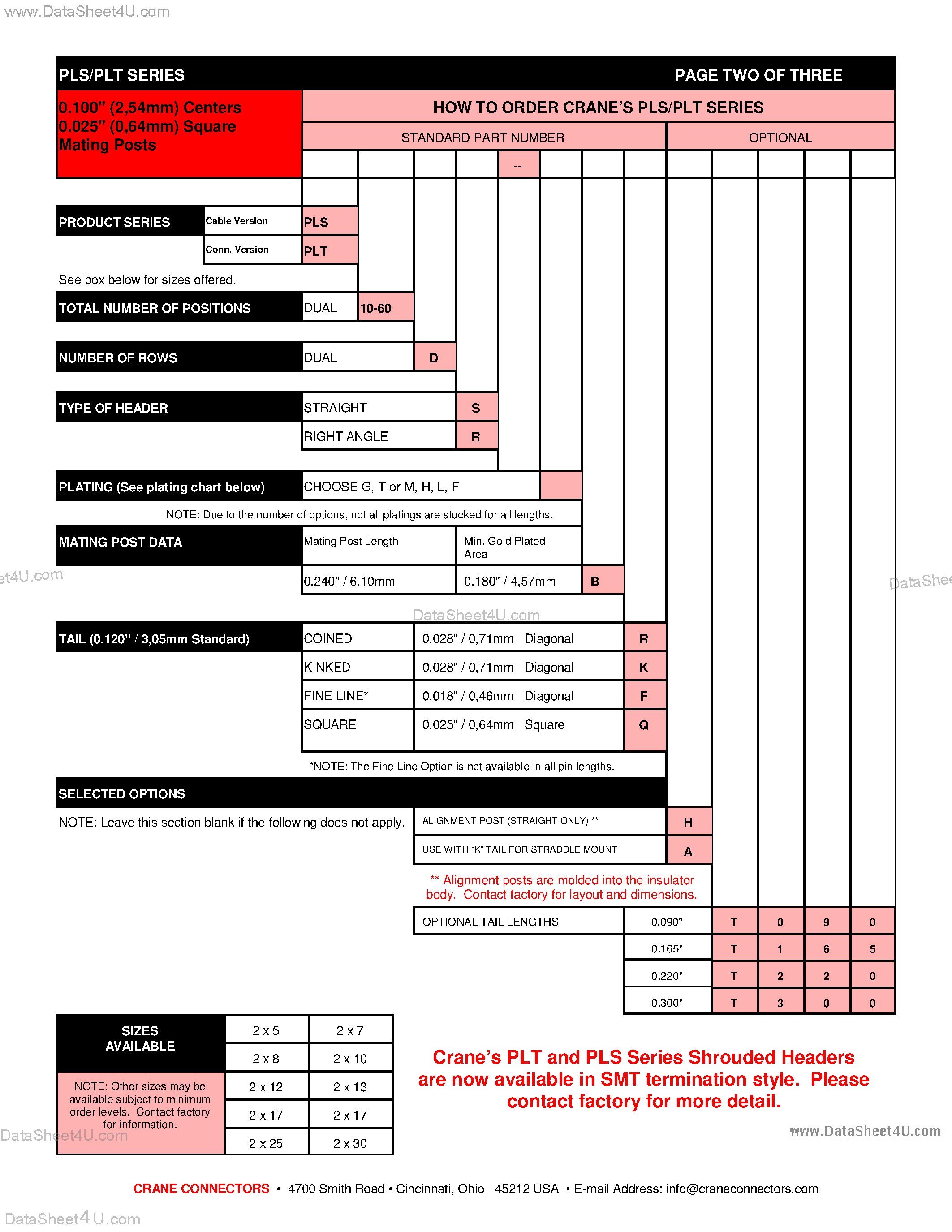 Datasheet PLS4xDx-xxx - HEADER CONNECTOR page 2