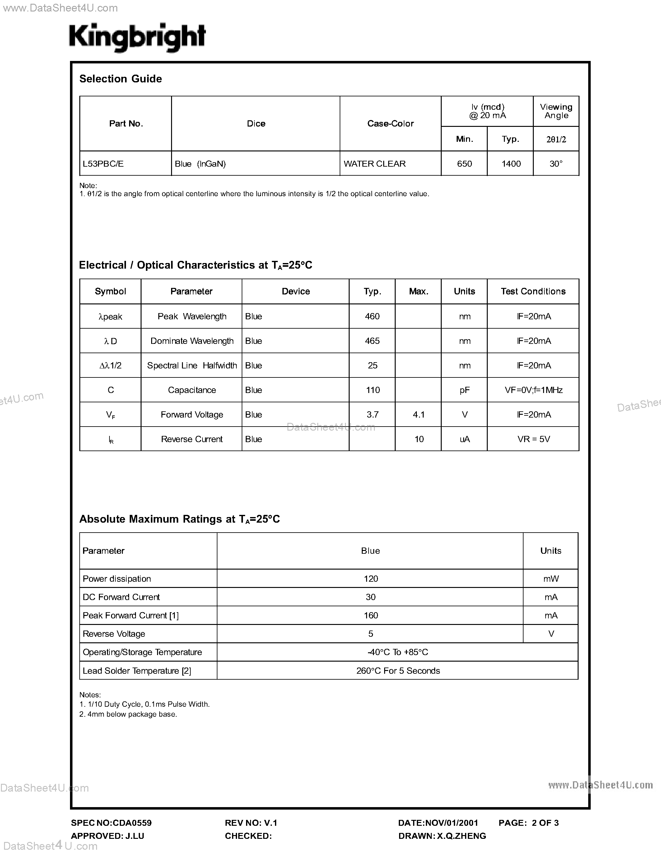 Datasheet L-53PBC page 2 Datasheet L-53PBC - LED page 2