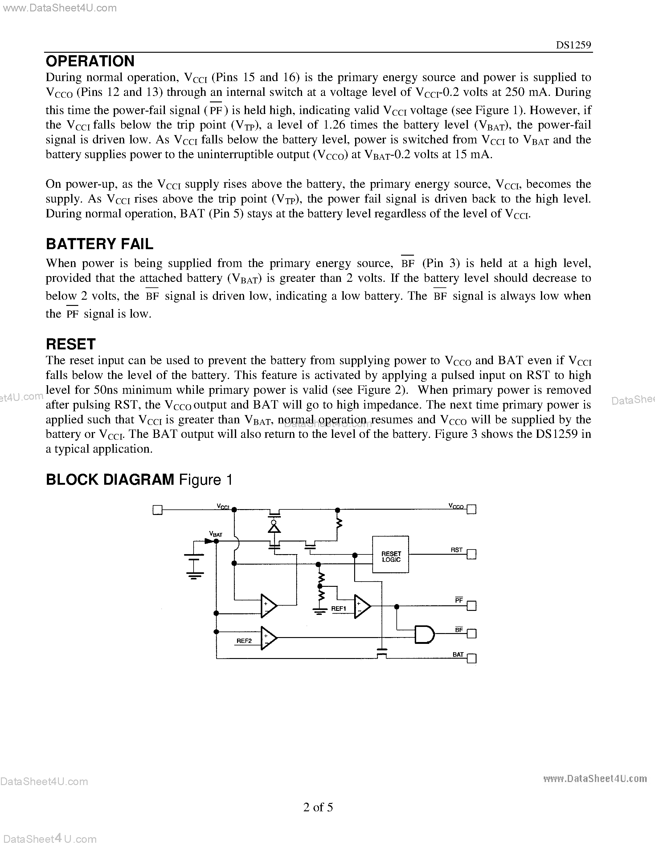 Datasheet DS1259 - Battery Manager Chip page 2
