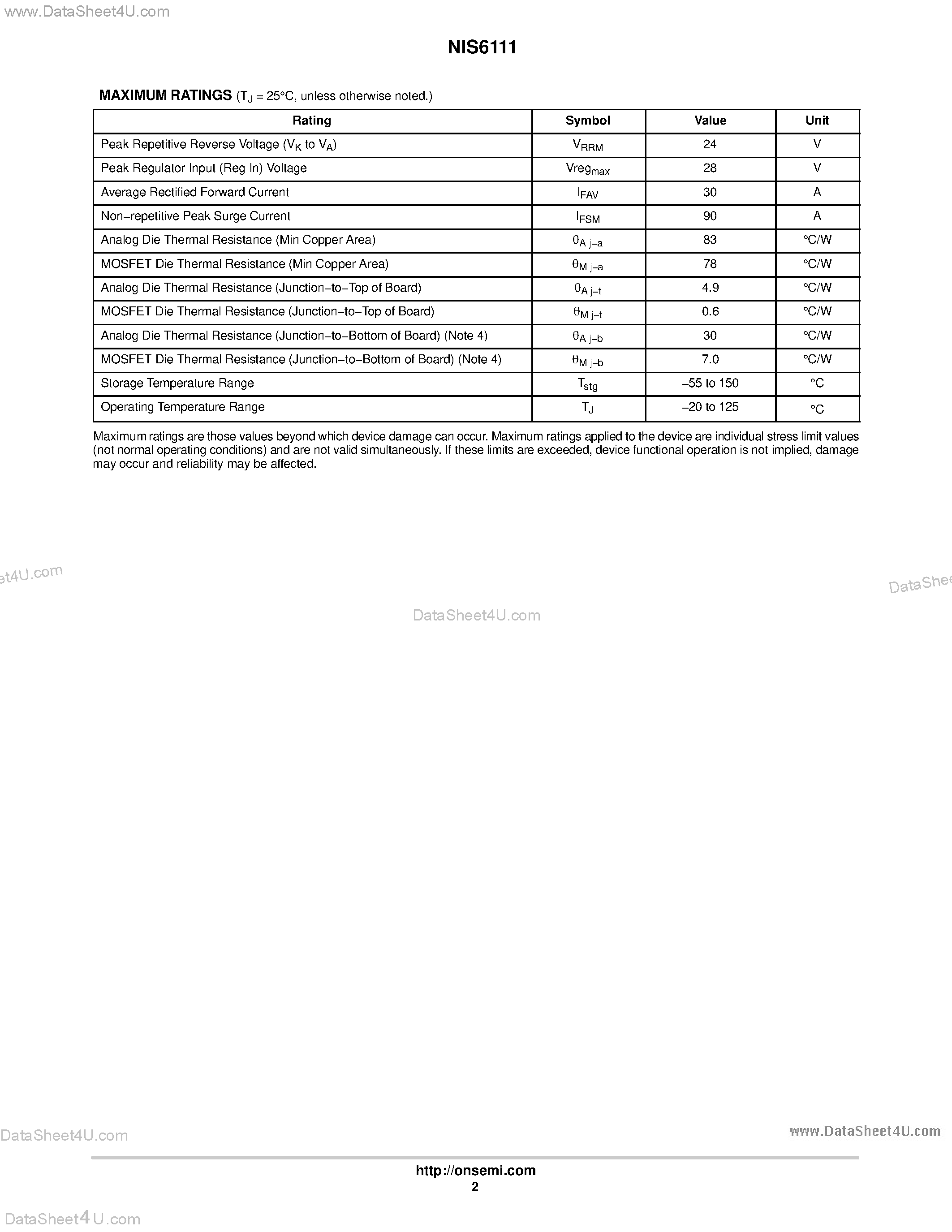 Даташит NIS6111 - Better Efficiency Rectifier System страница 2