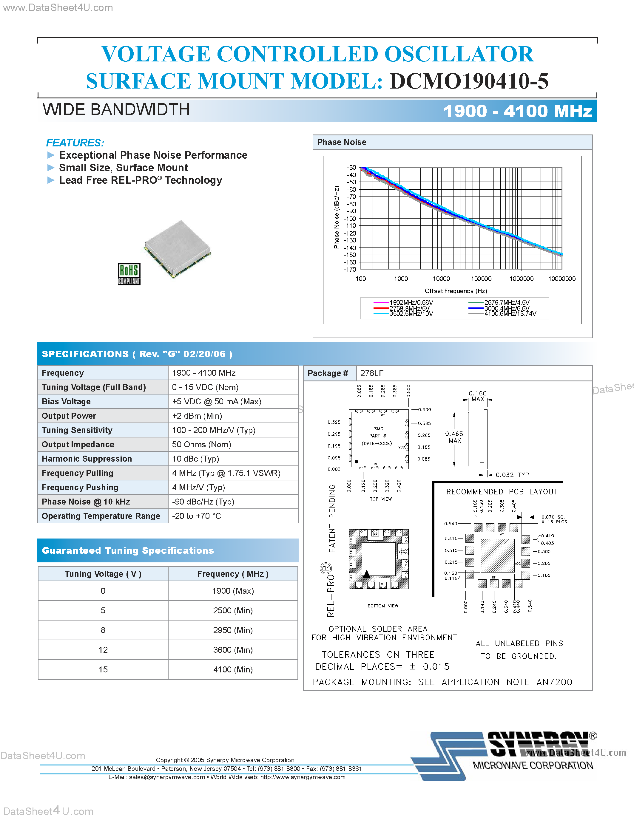 Datasheet DCMO-190410-5 - Voltage Controlled Oscillator page 1