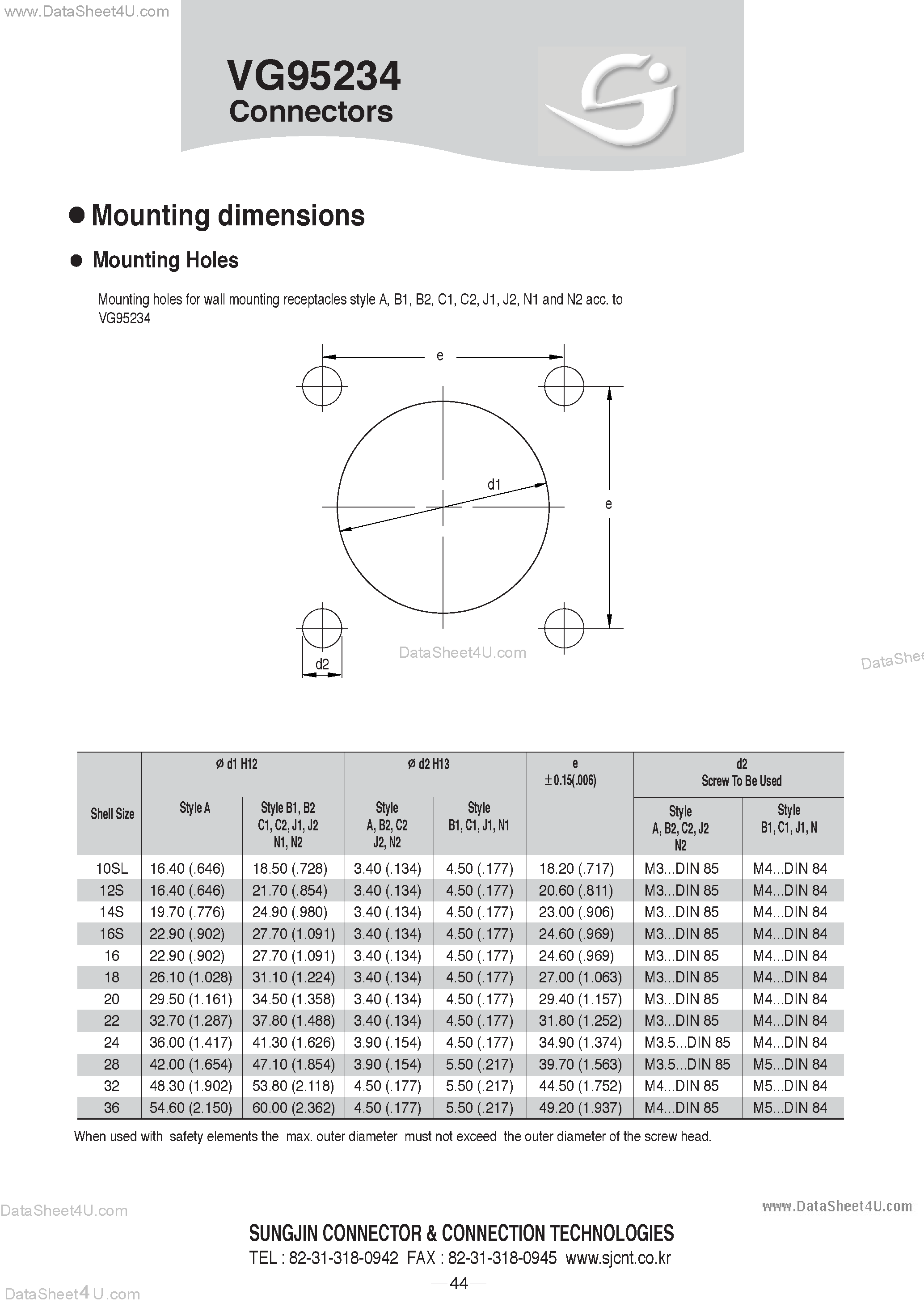 Datasheet VG95234 page 1 Datasheet VG95234 - Connectors / Mounting Dimensions page 1