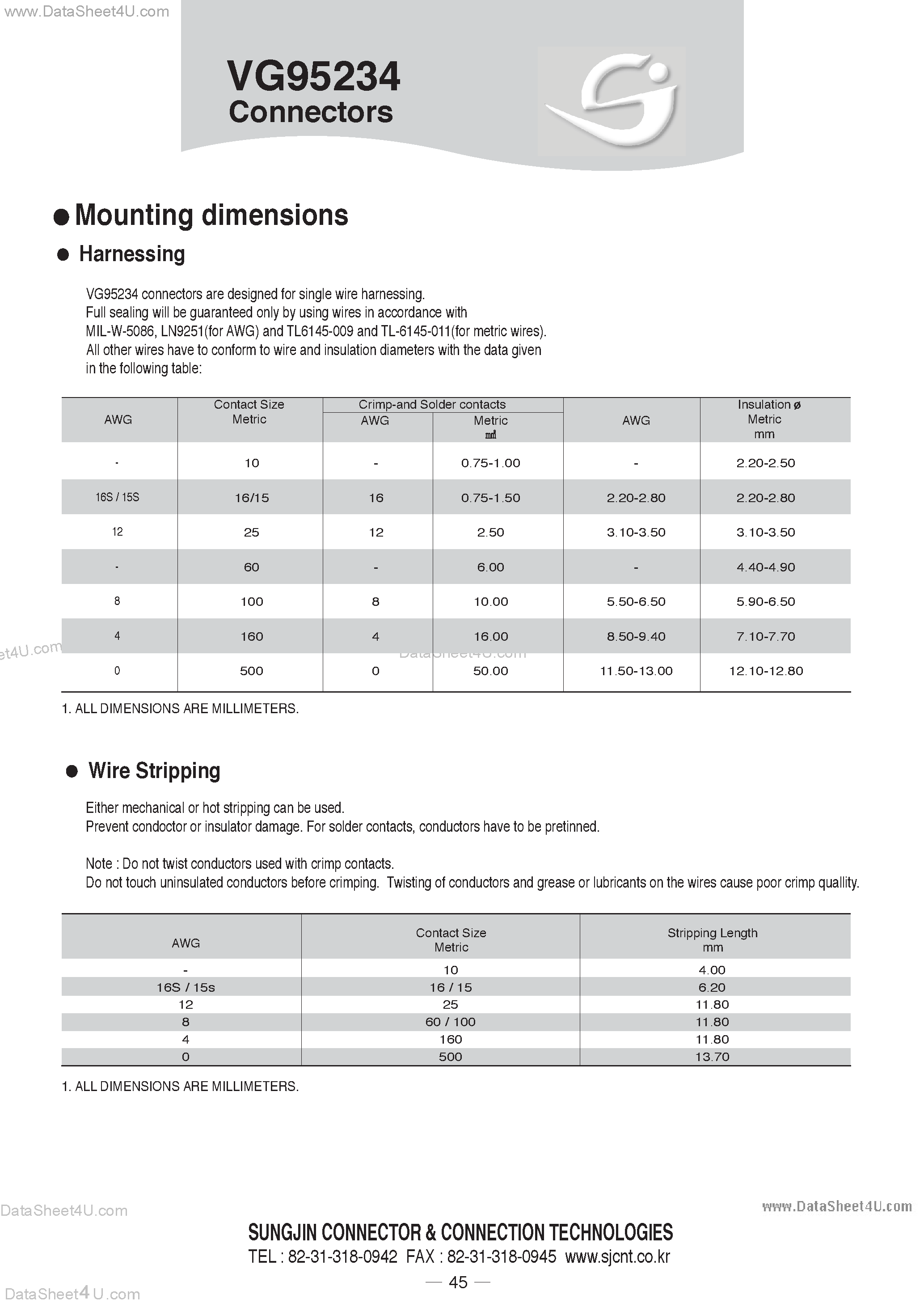Datasheet VG95234 page 2 Datasheet VG95234 - Connectors / Mounting Dimensions page 2