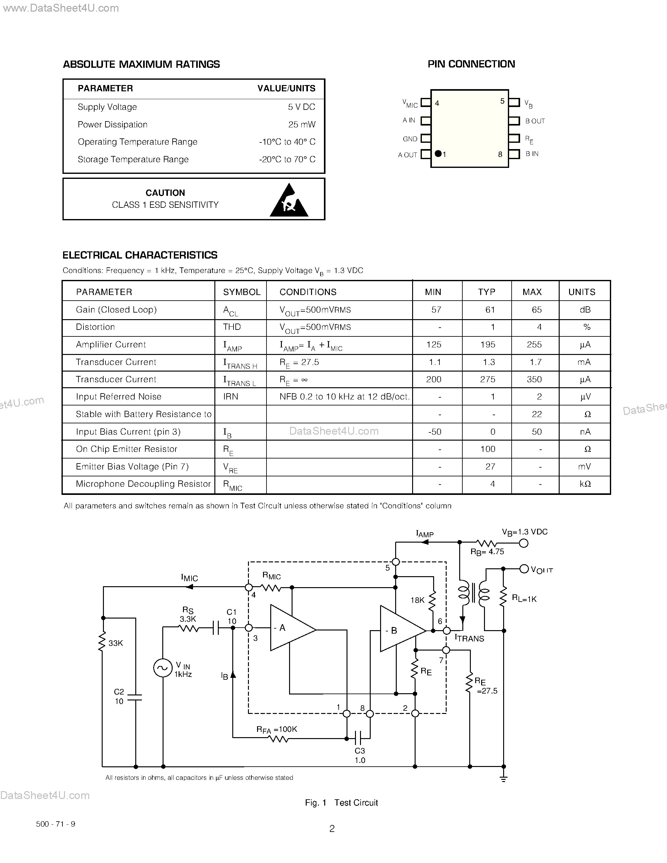 Datasheet LP508 - Class A Amplifier with 2 Independent Gain Blocks page 2