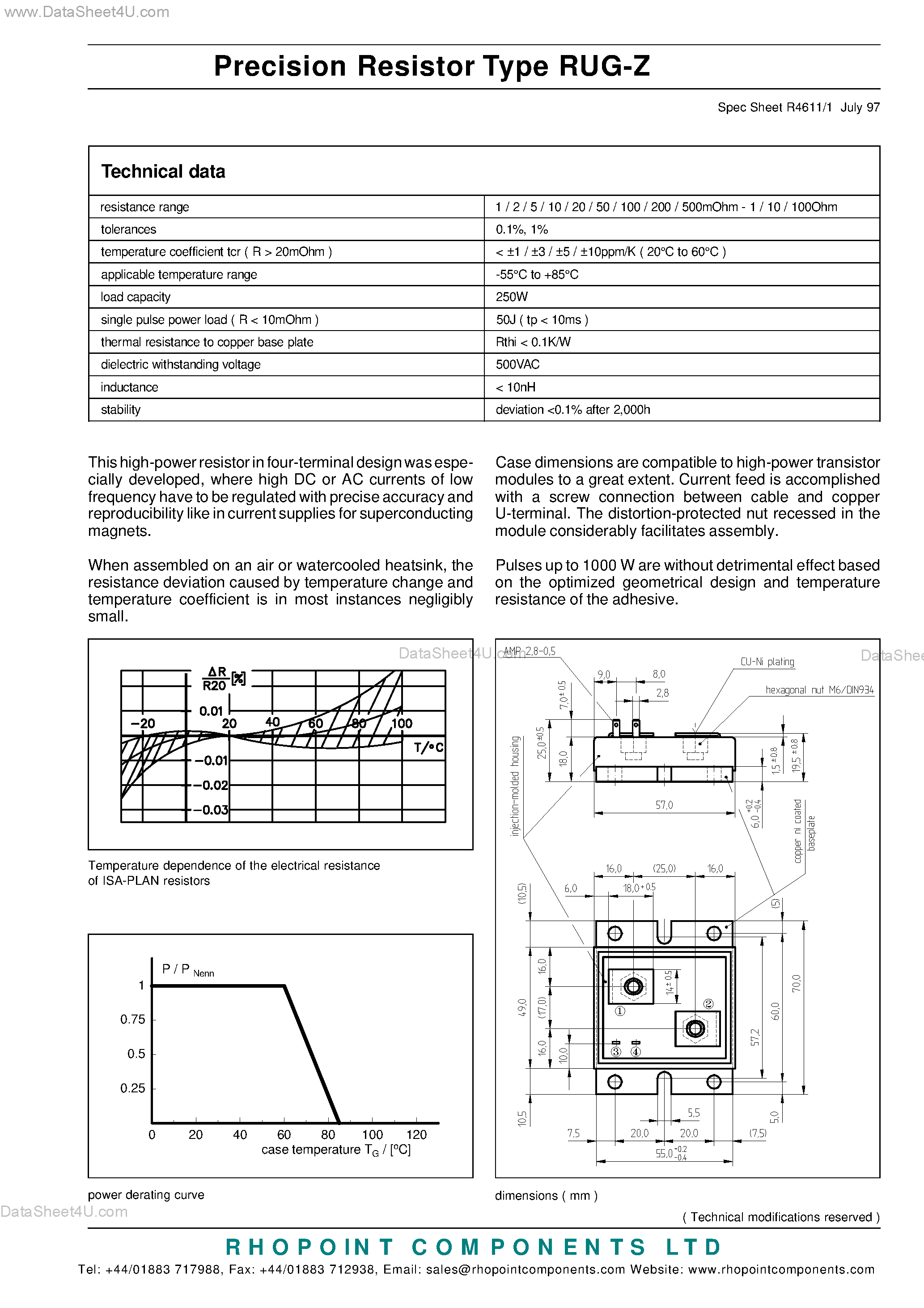 Даташит RUG-Z - Precision Resistor страница 1