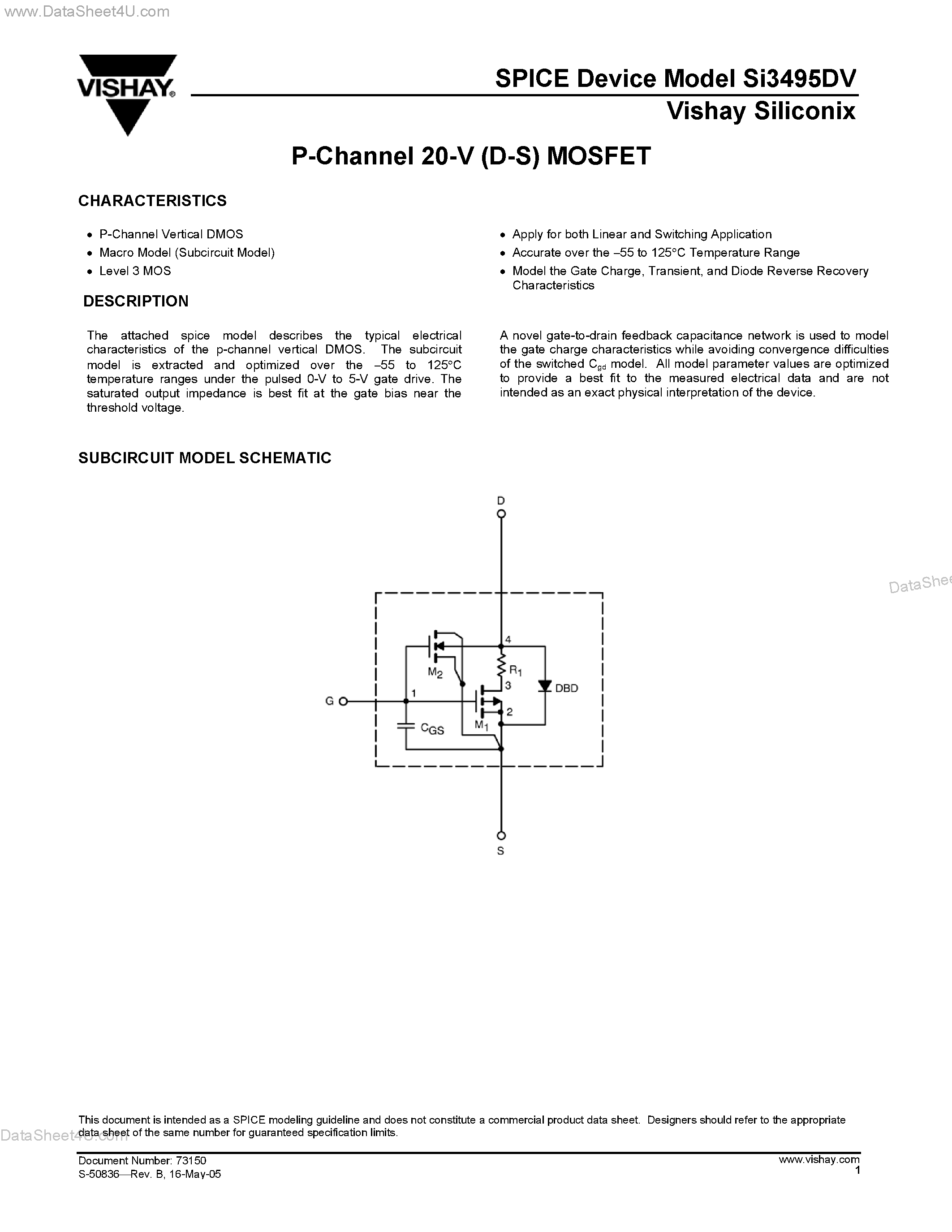 Даташит на микросхему SI3495DV страница 1 Даташит SI3495DV - P-Channel 20-V (D-S) MOSFET страница 1