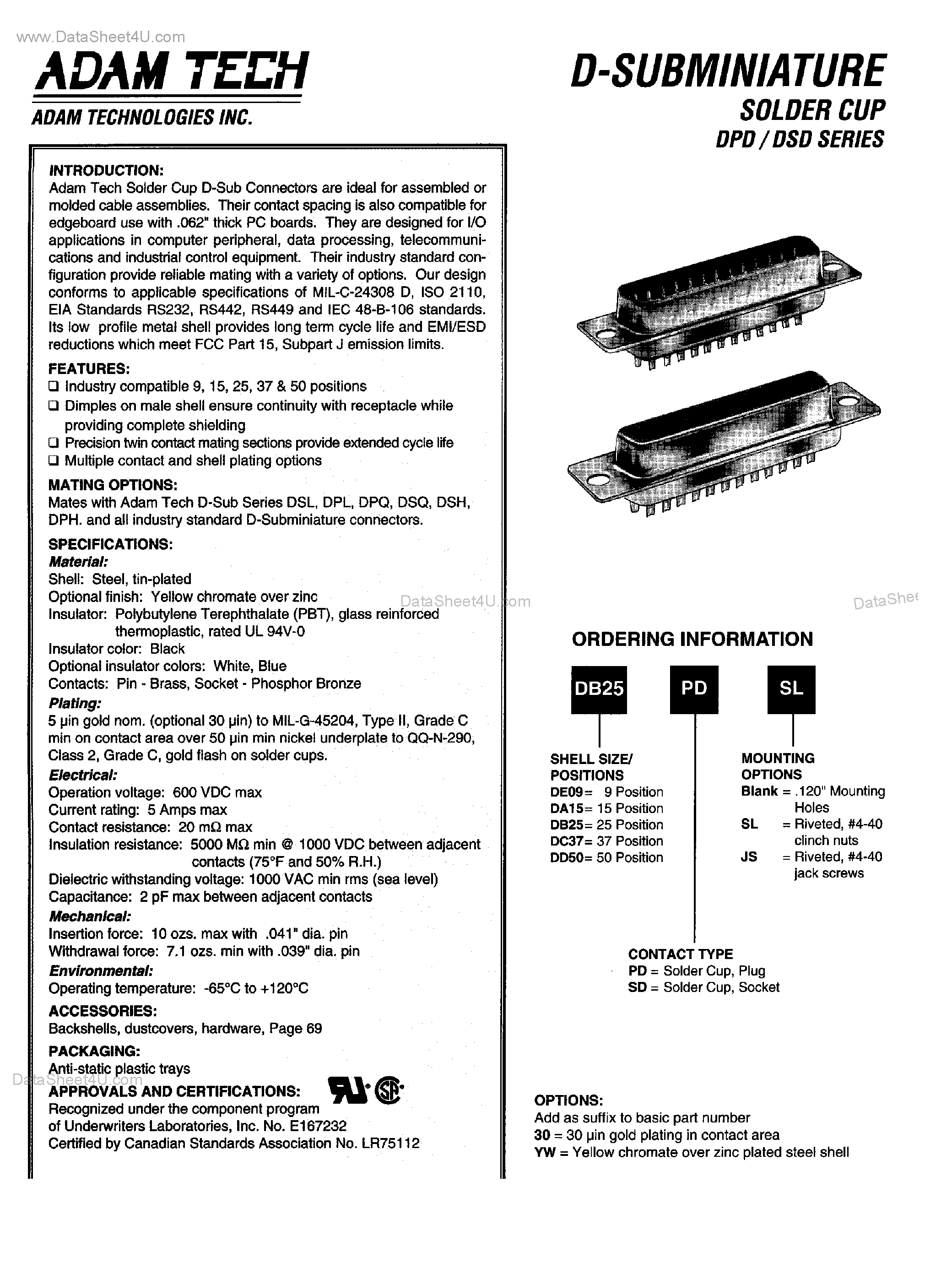 Datasheet DB25S - CONNECTOR page 1