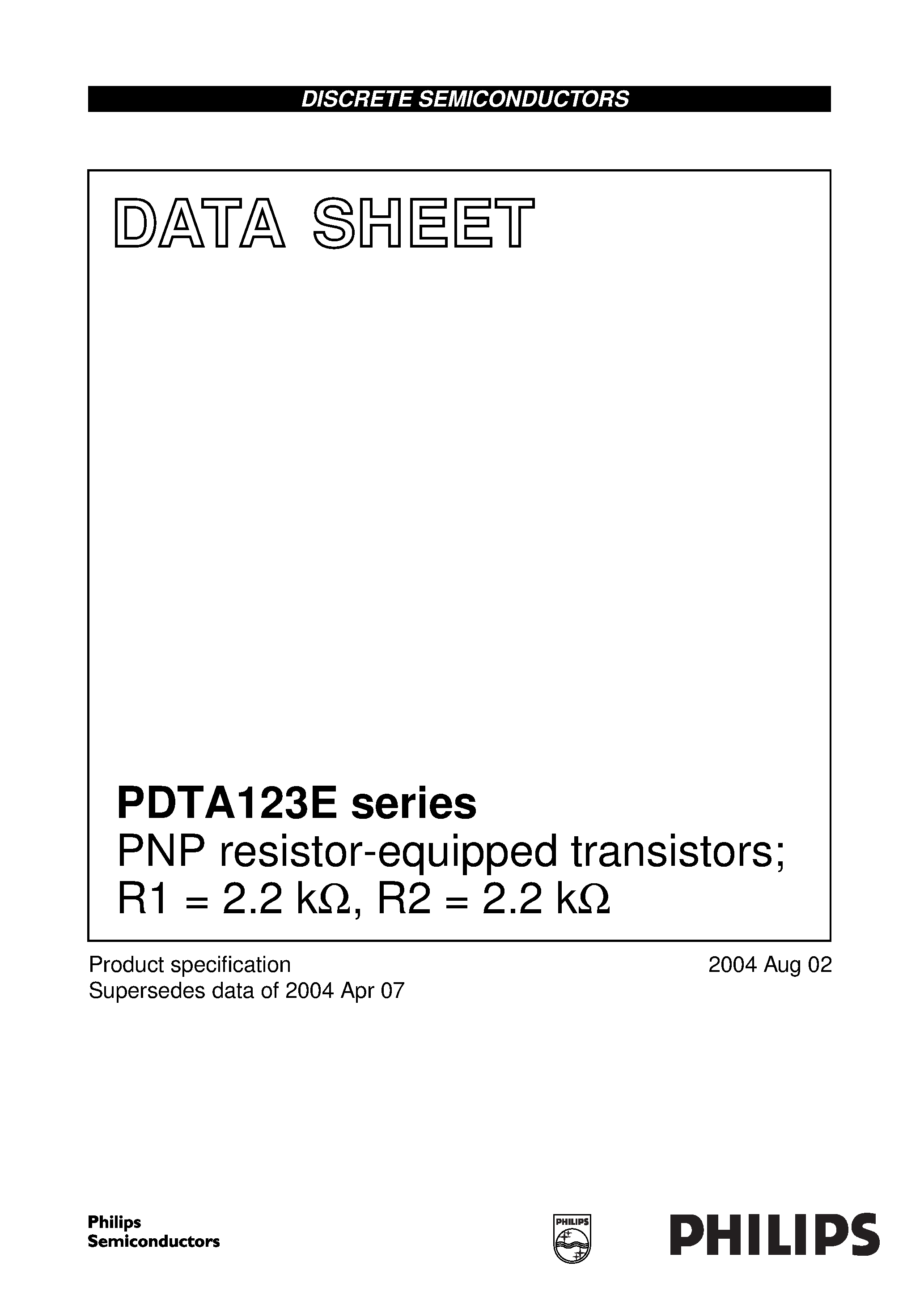 Datasheet PDTA123E - PNP resistor-equipped transistors page 1