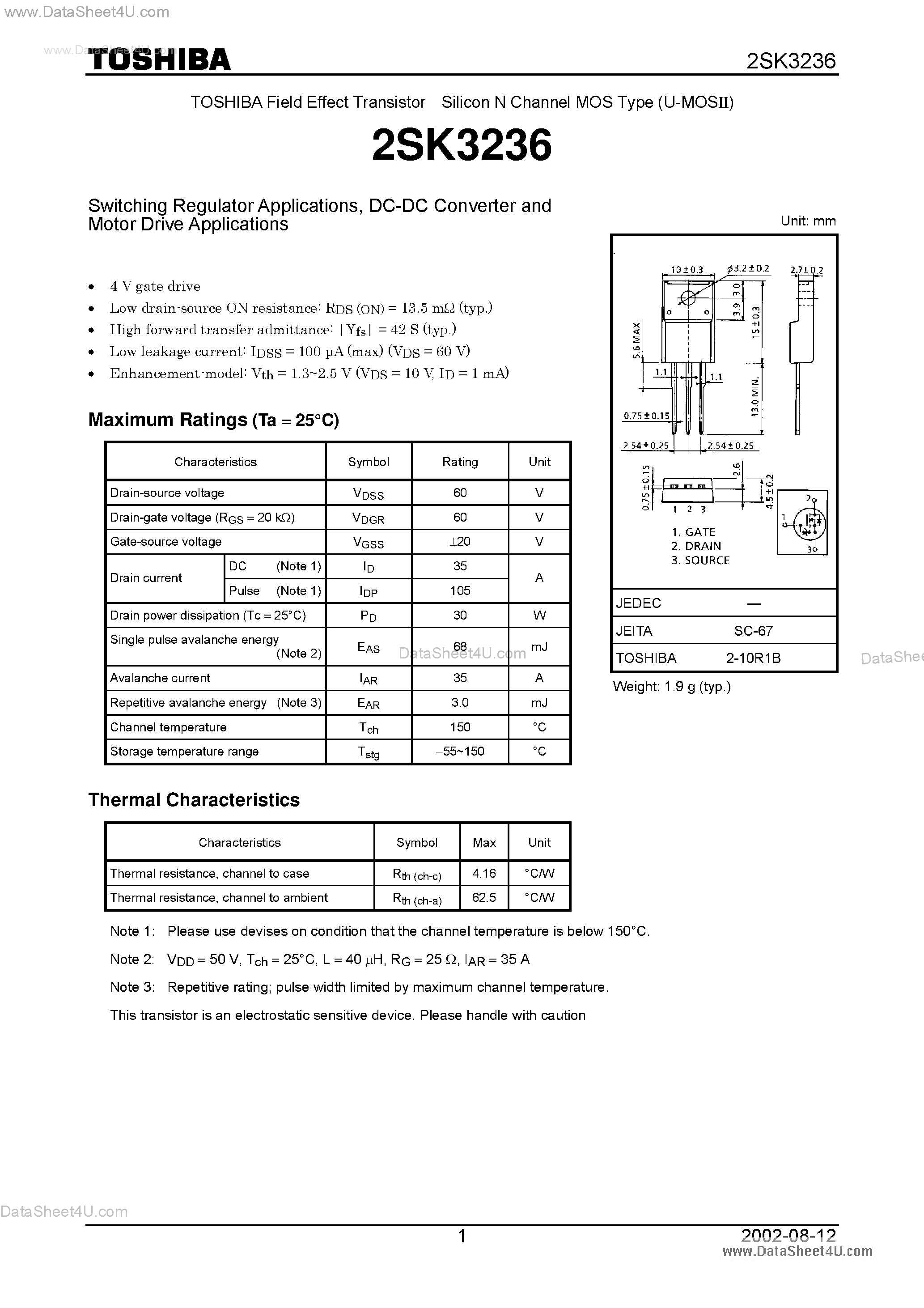 Даташит K3236 - Search ------> 2SK3236 страница 1
