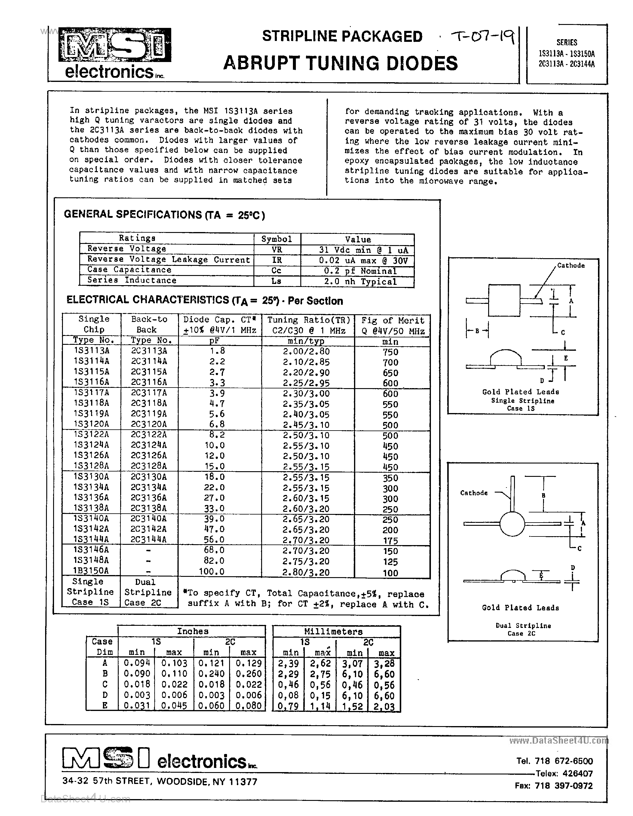 Datasheet 1S3150A - (1S31xxA) VARACTOR DIODE page 1