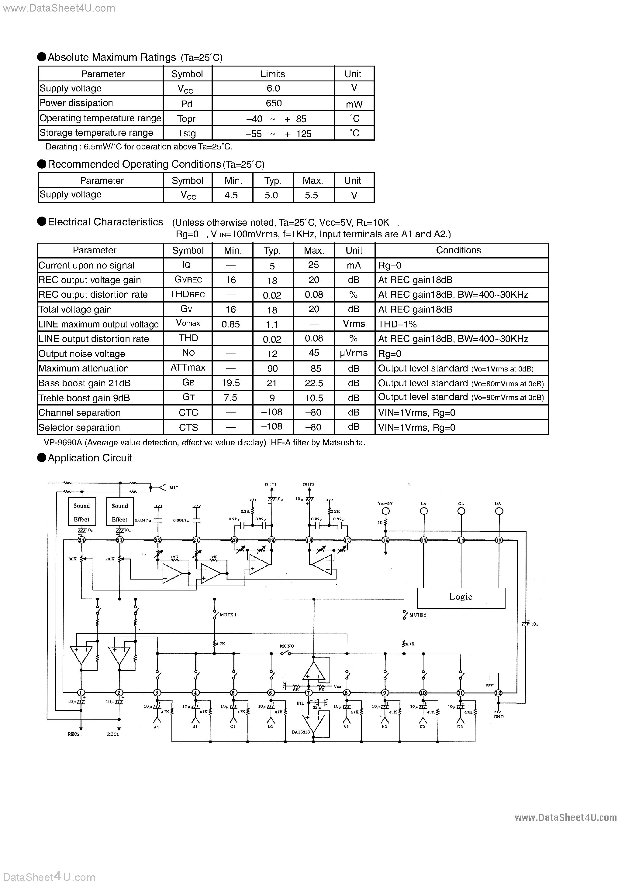 Datasheet BH3862FS - 3 wire serial sound control IC page 2