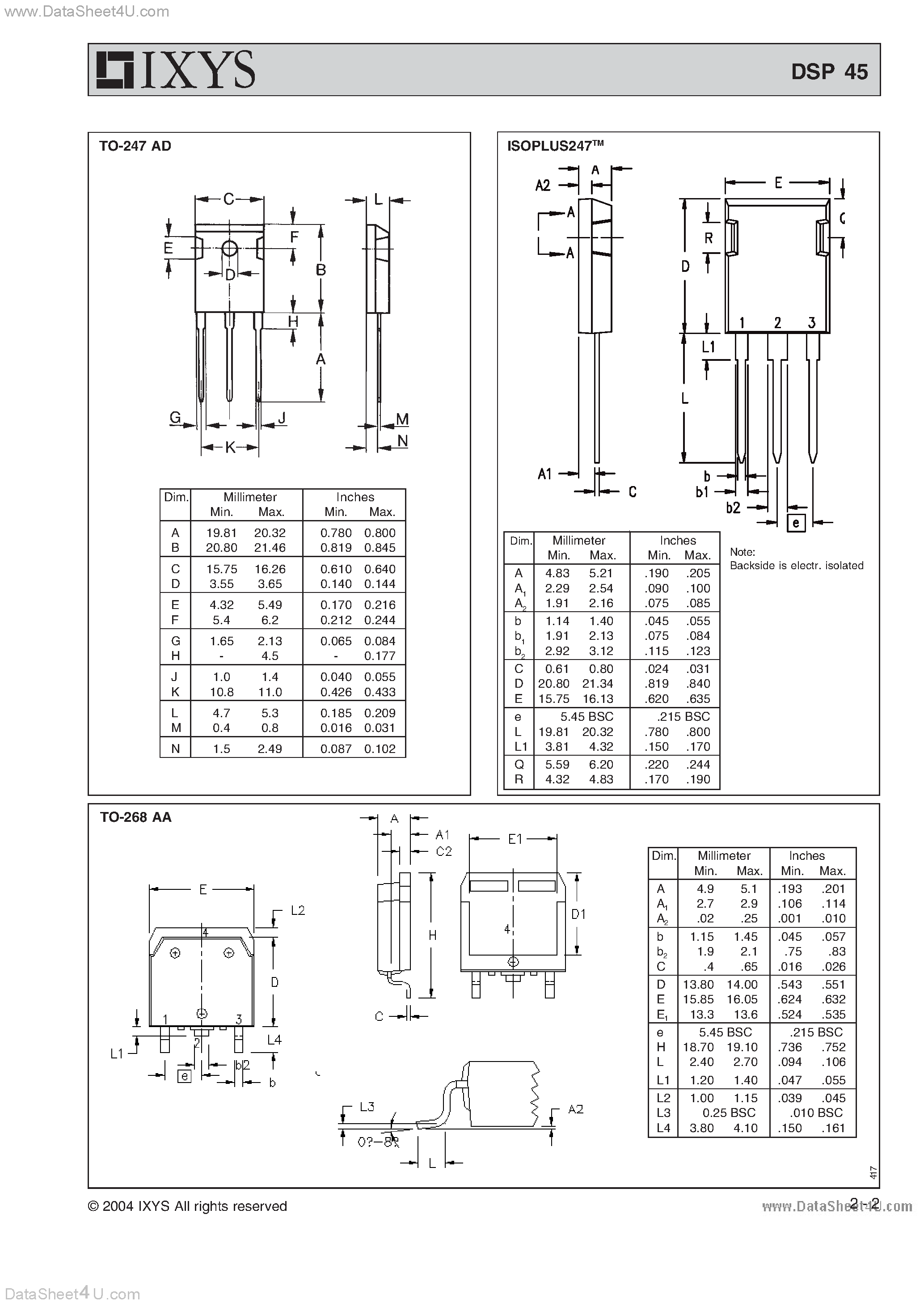 Datasheet DSP45 - Phase-leg Rectifier Diode page 2