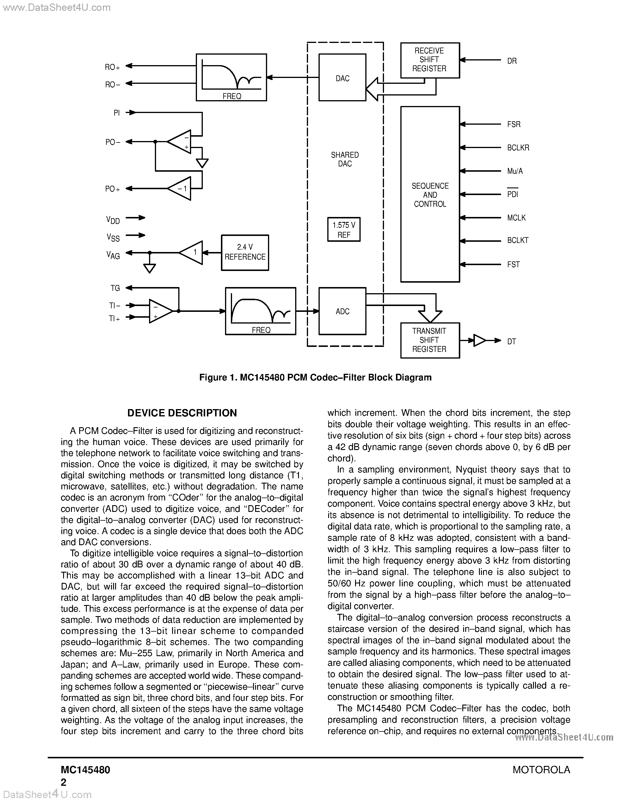 Даташит на микросхему MC145480 страница 2 Даташит MC145480 - 5V PCM CODEC-FILTER страница 2