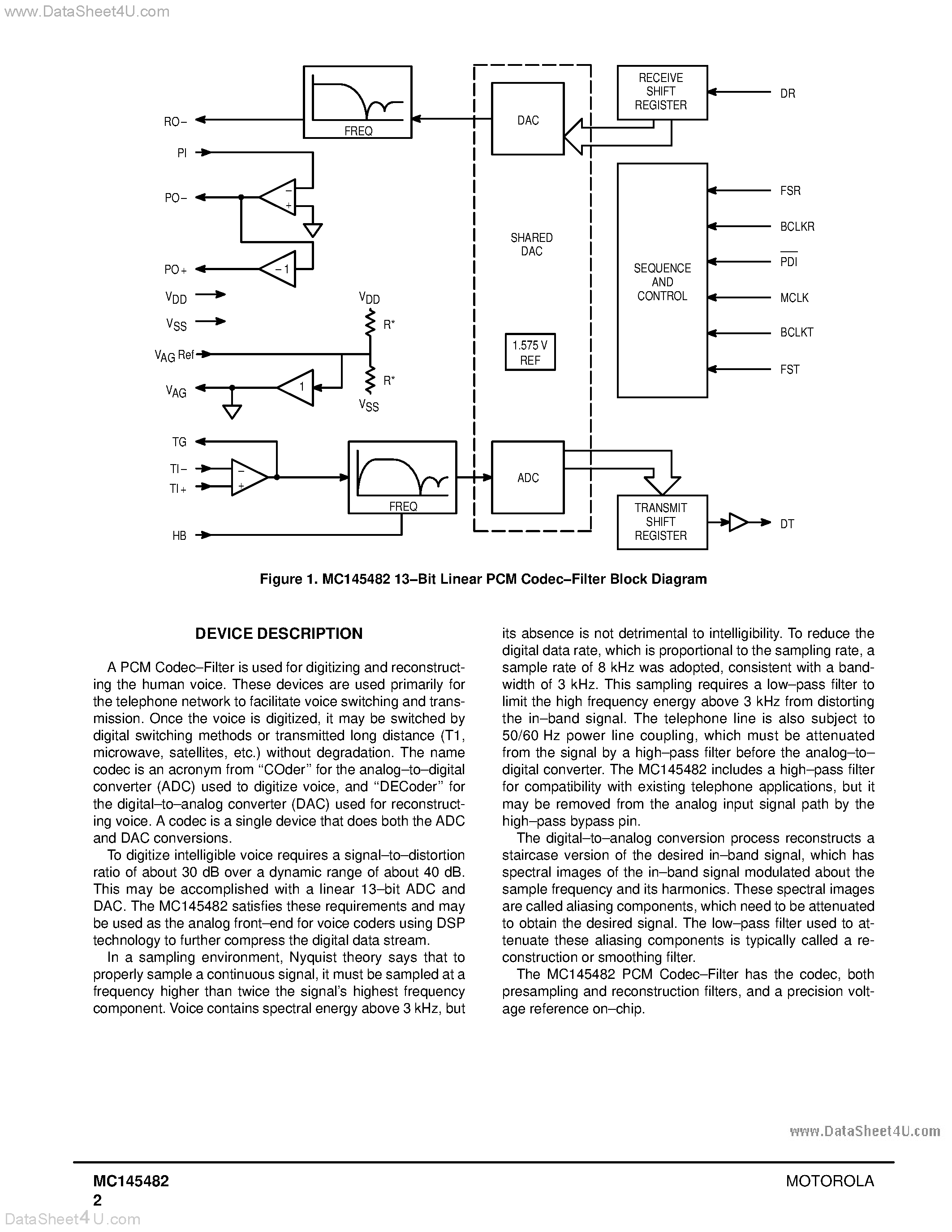 Даташит на микросхему MC145482 страница 2 Даташит MC145482 - 5V 13-BIT LINEAR PCM CODEC-FILTER страница 2