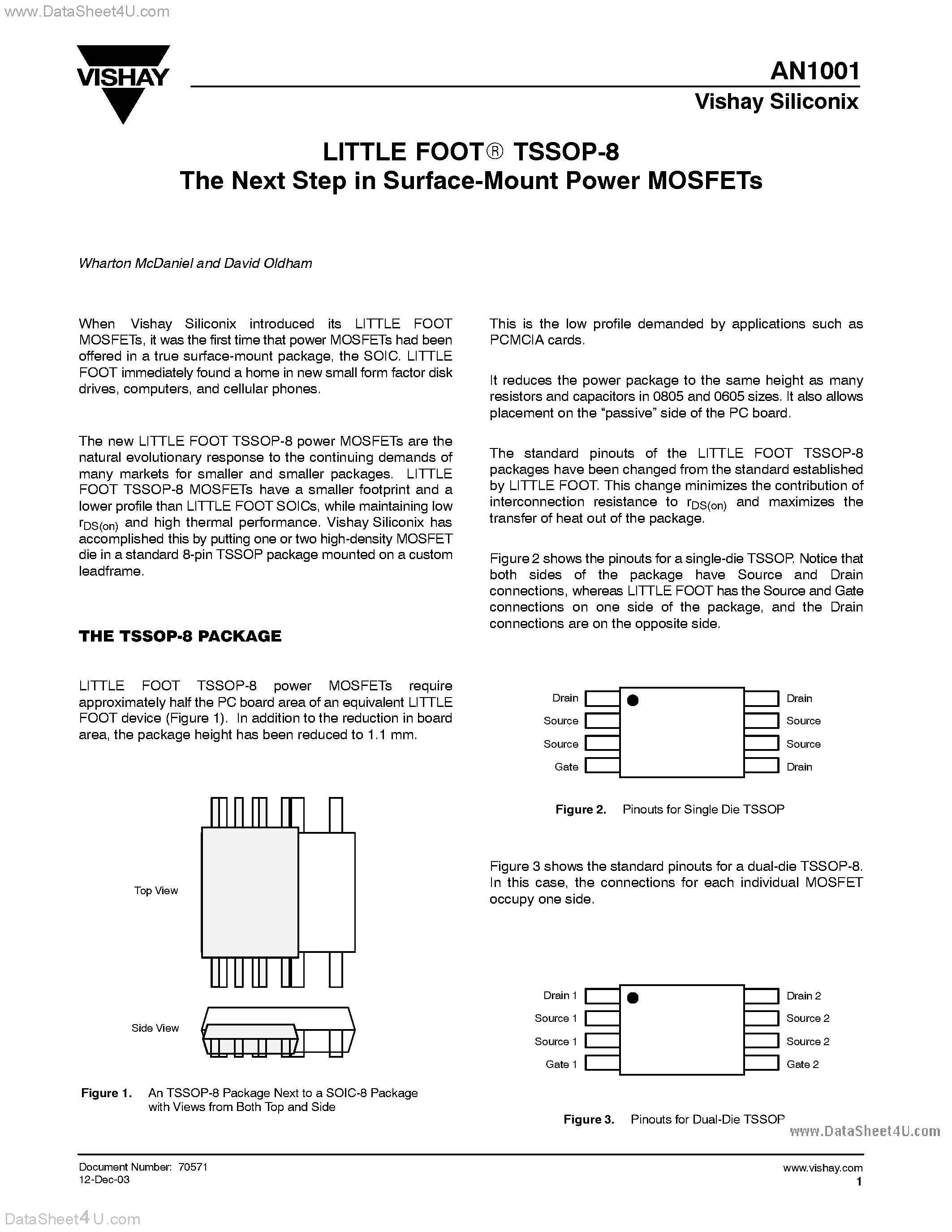 Даташит AN1001 - The Next Step in Surface-Mount Power MOSFETs страница 1