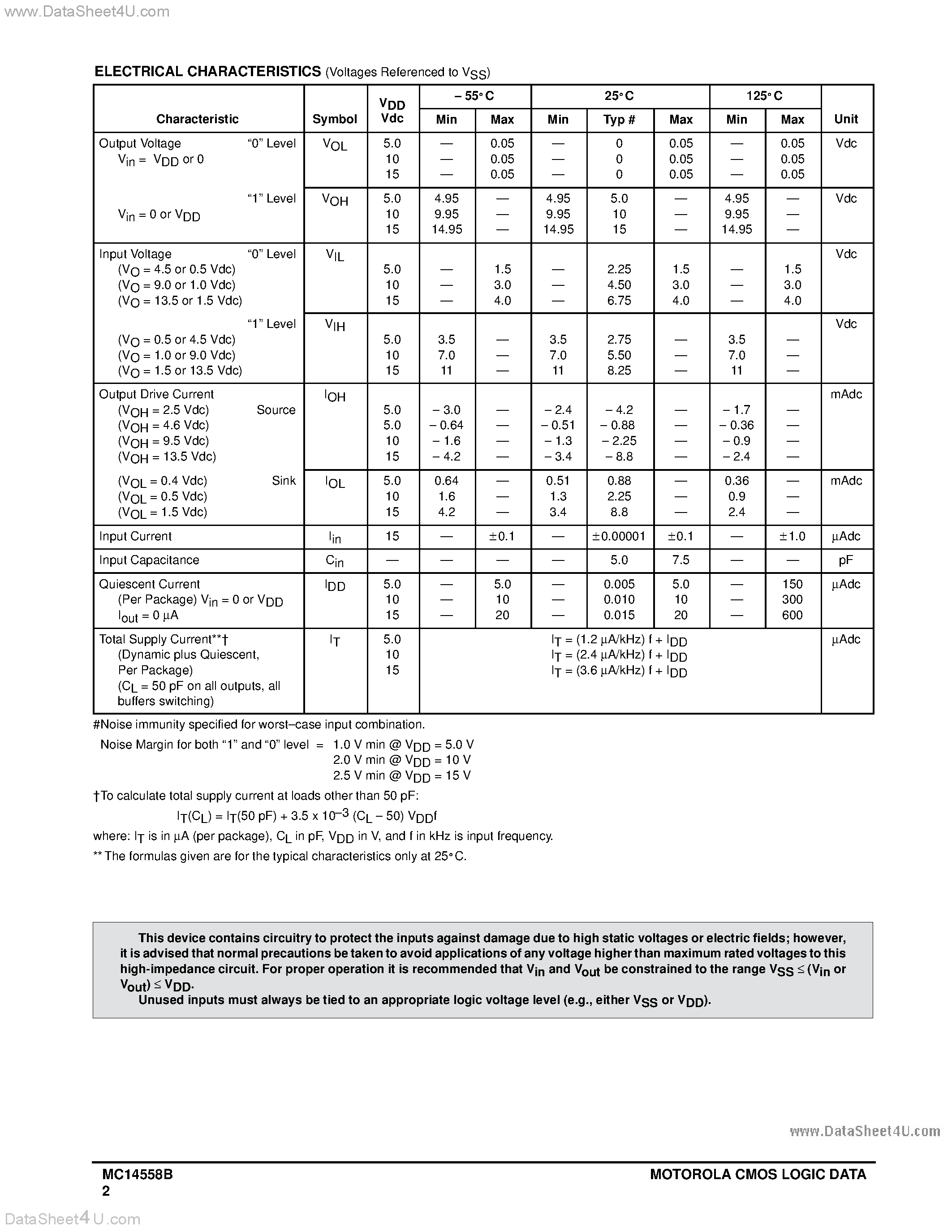 Datasheet MC14558B - BCD-TO-SEVEN SEGMENT DECODER page 2
