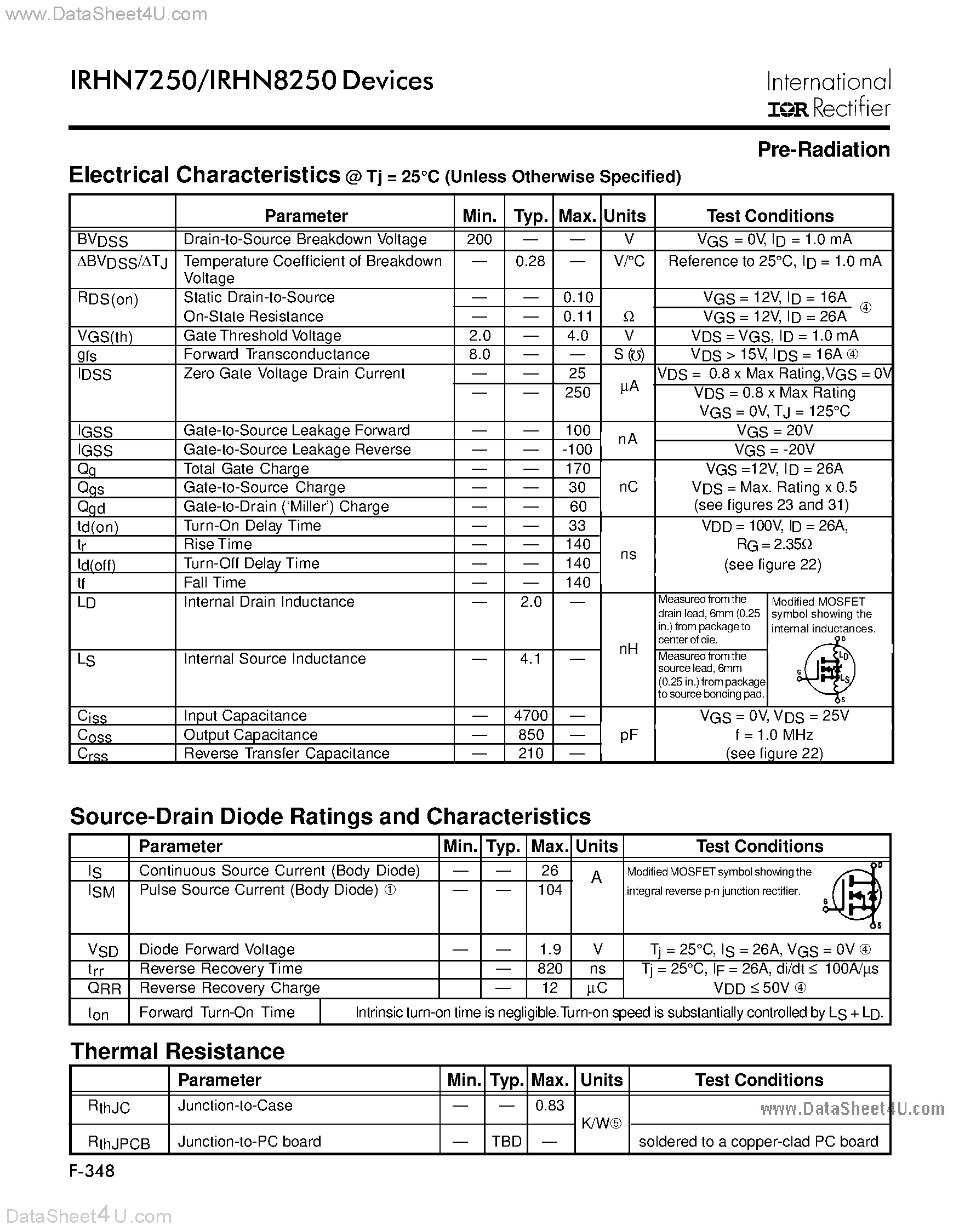 Datasheet IRHN7250 - (IRHN7250 / IRHN8250) TRANSISTOR N-CHANNEL page 2