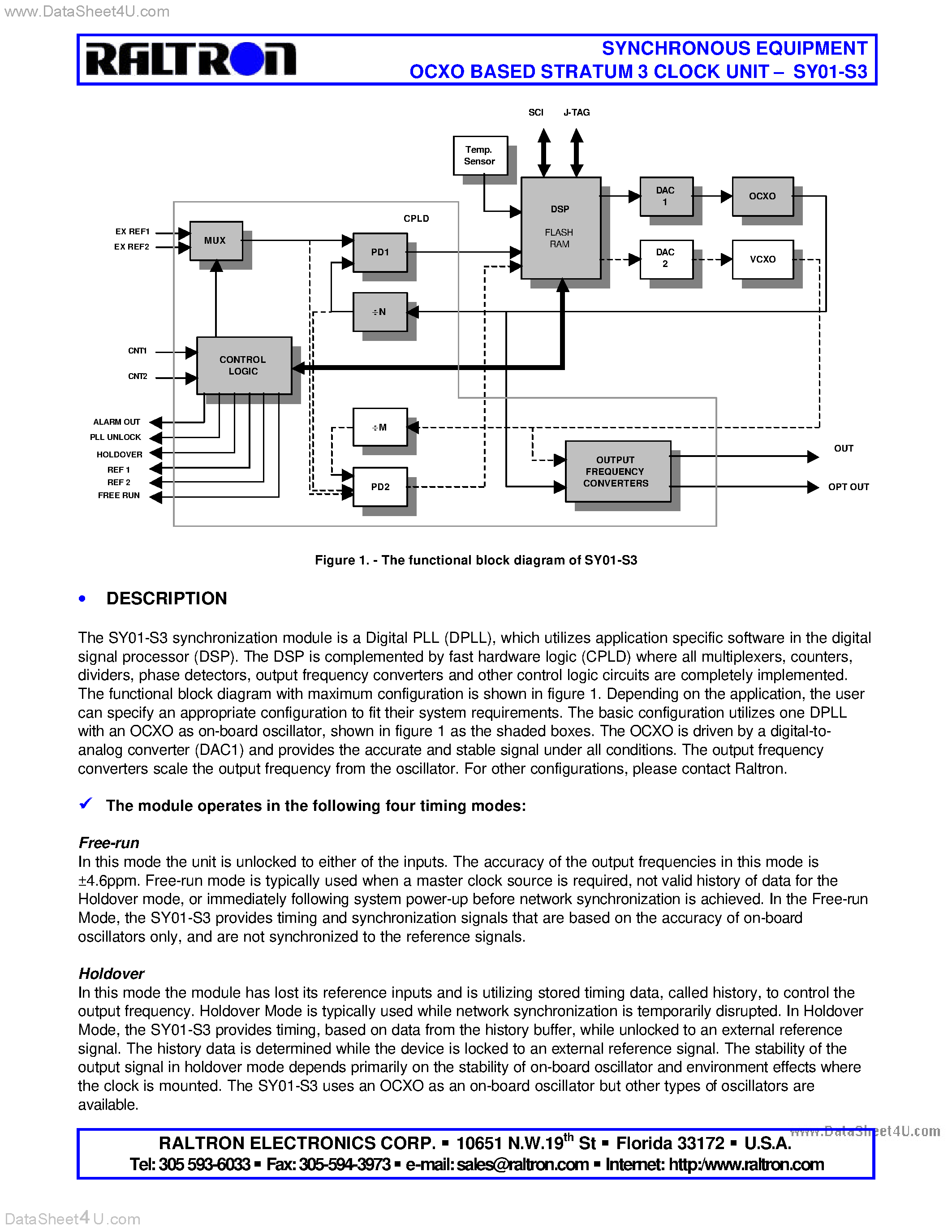Datasheet SY01-S3 - SYNCHRONOUS EQUIPMENT OCXO BASED STRATUM 3 CLOCK UNIT page 2