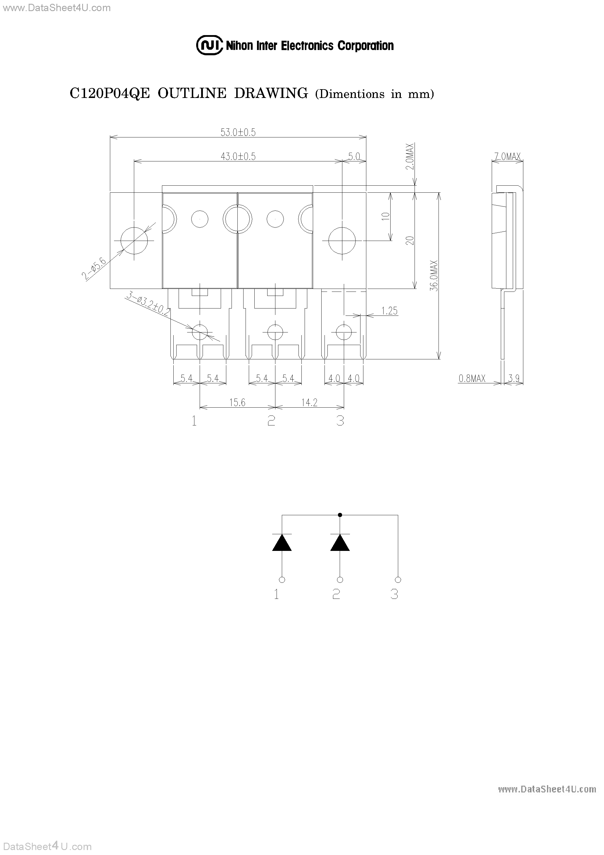 Даташит на микросхему C120P04QE страница 2 Даташит C120P04QE - Dual Diodes - Cathode Common Low Forward Voltage Drop страница 2