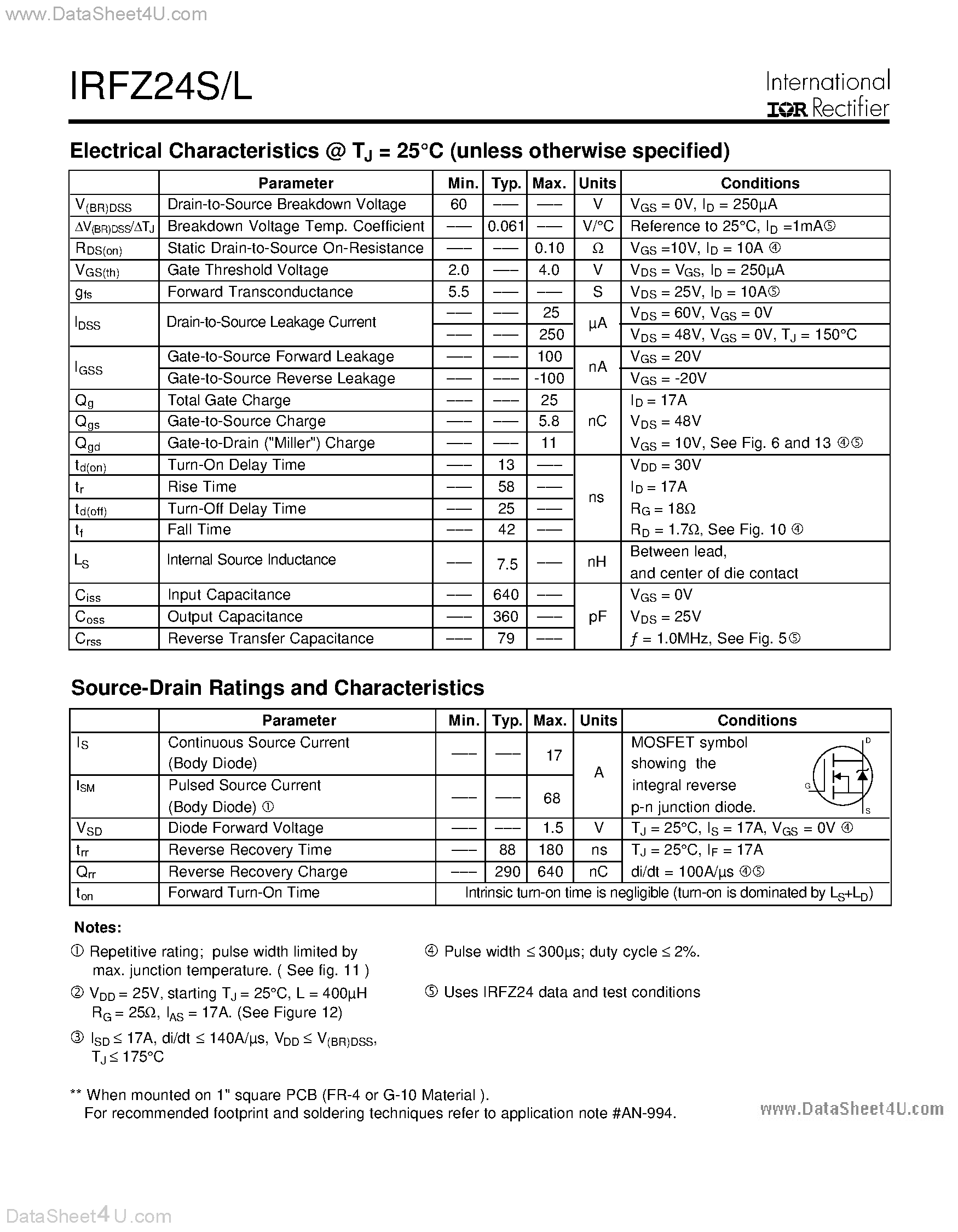 Datasheet IRFZ24L - HEXFET Power MOSFET page 2