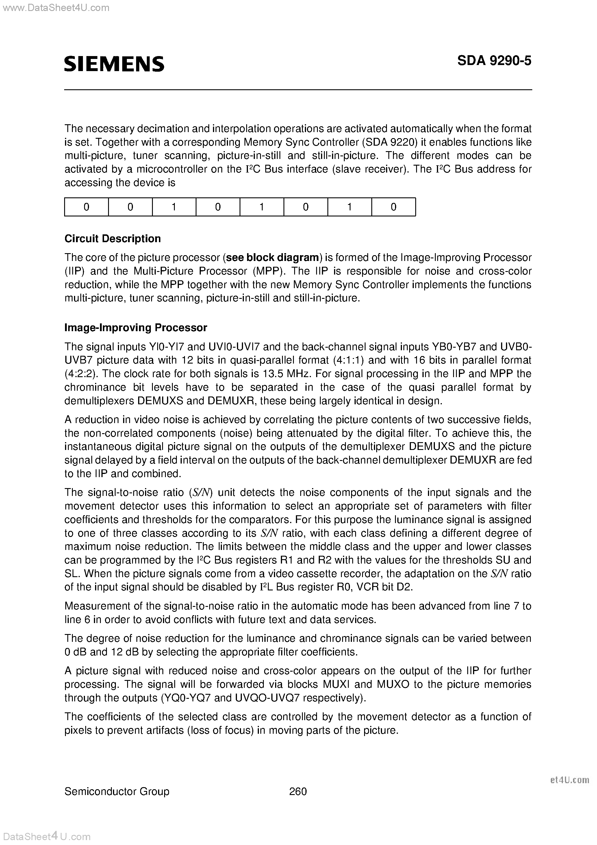 Datasheet SDA9290-5 - Picture Processor page 2