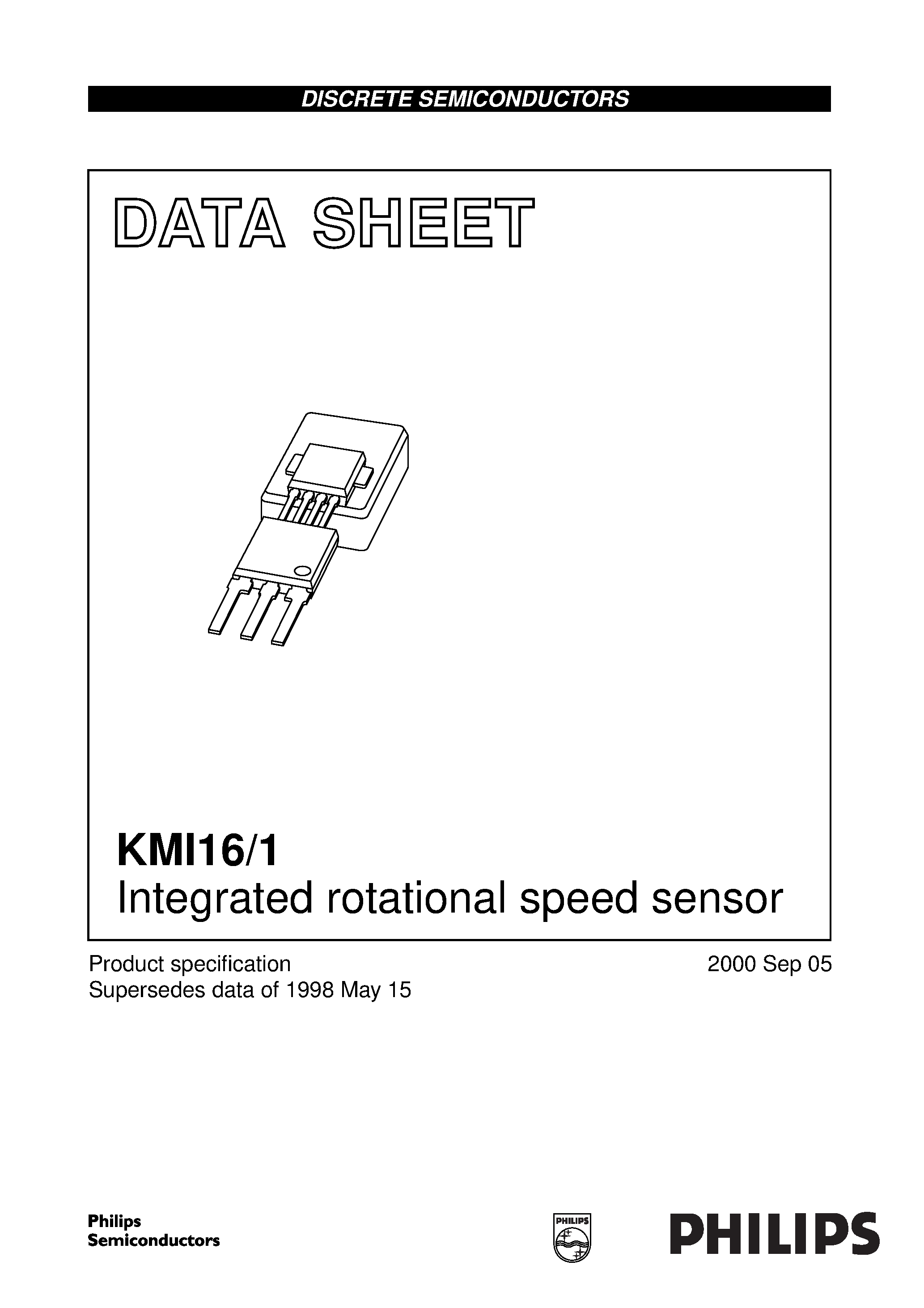 Даташит KMI16/1 - Integrated Roational Speed Sensor страница 1